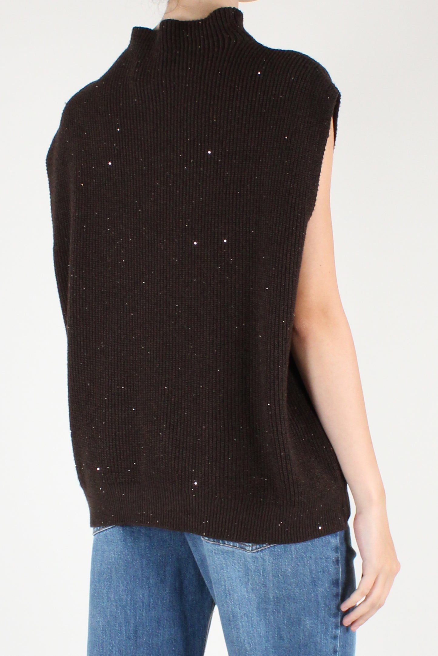 Gilet Over con Micro Paillettes