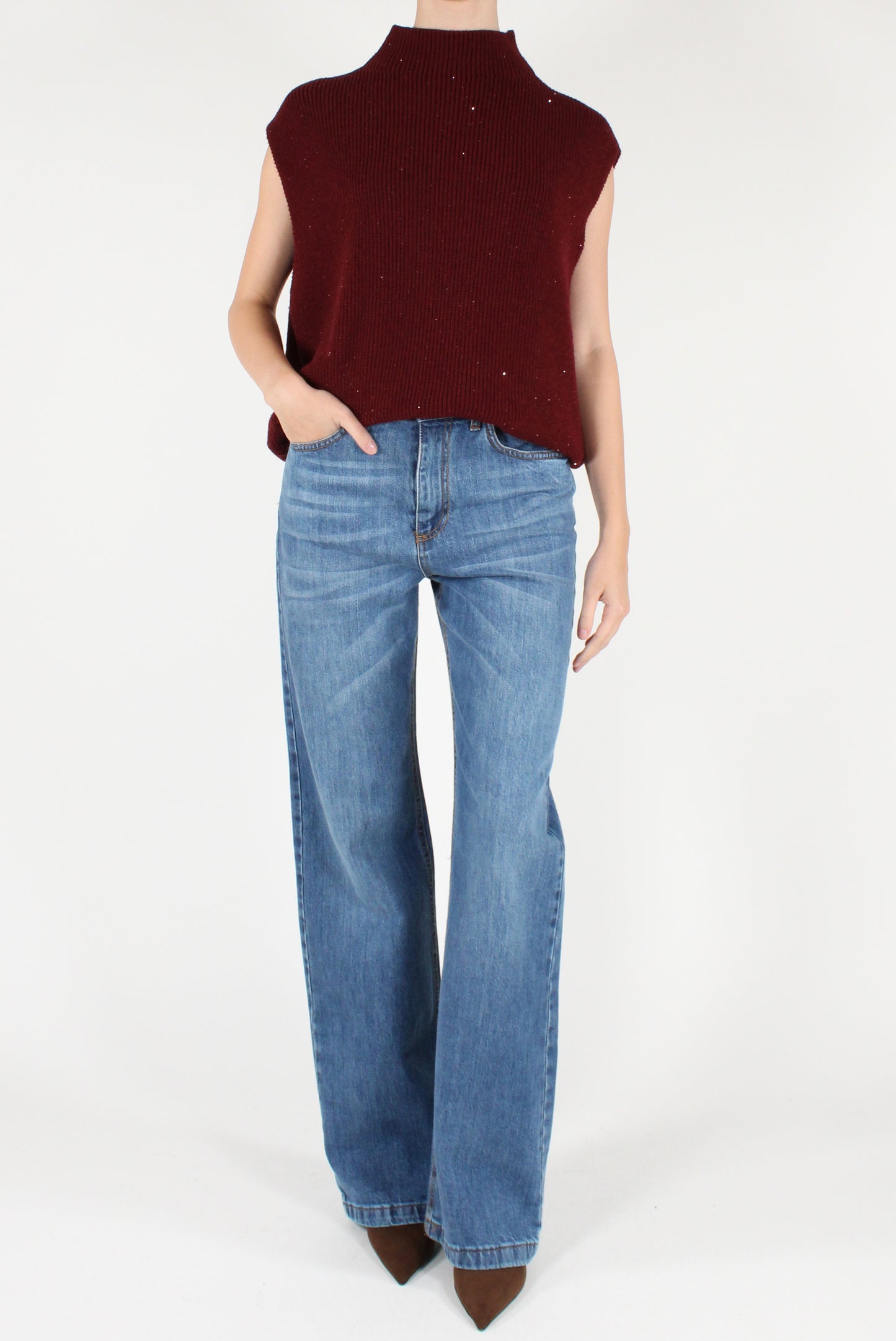 Gilet Over con Micro Paillettes