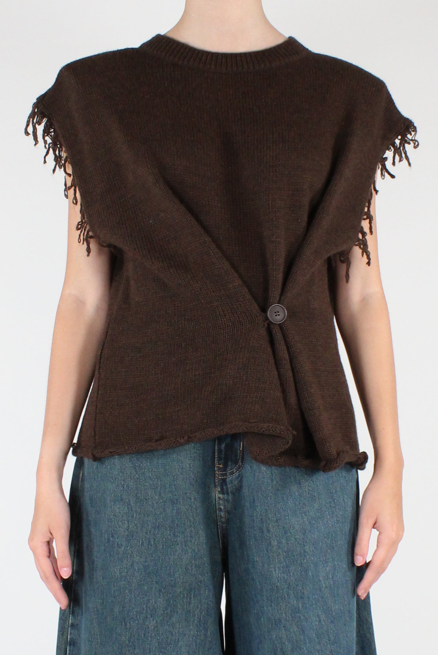 Gilet Girocollo con Bottone