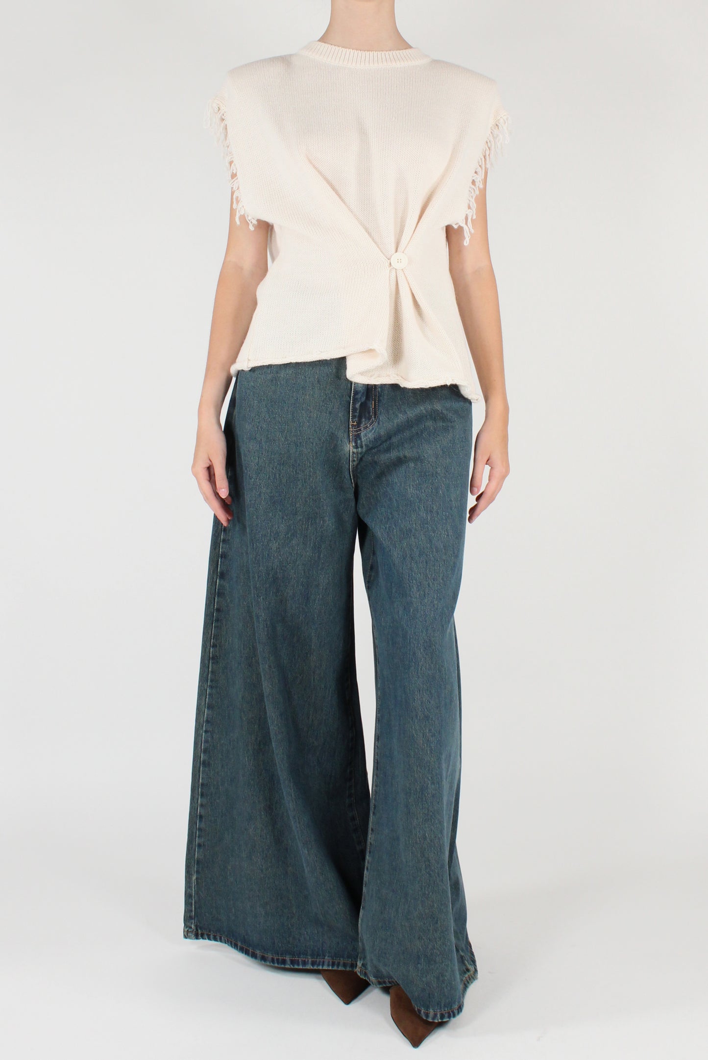 Gilet Girocollo con Bottone