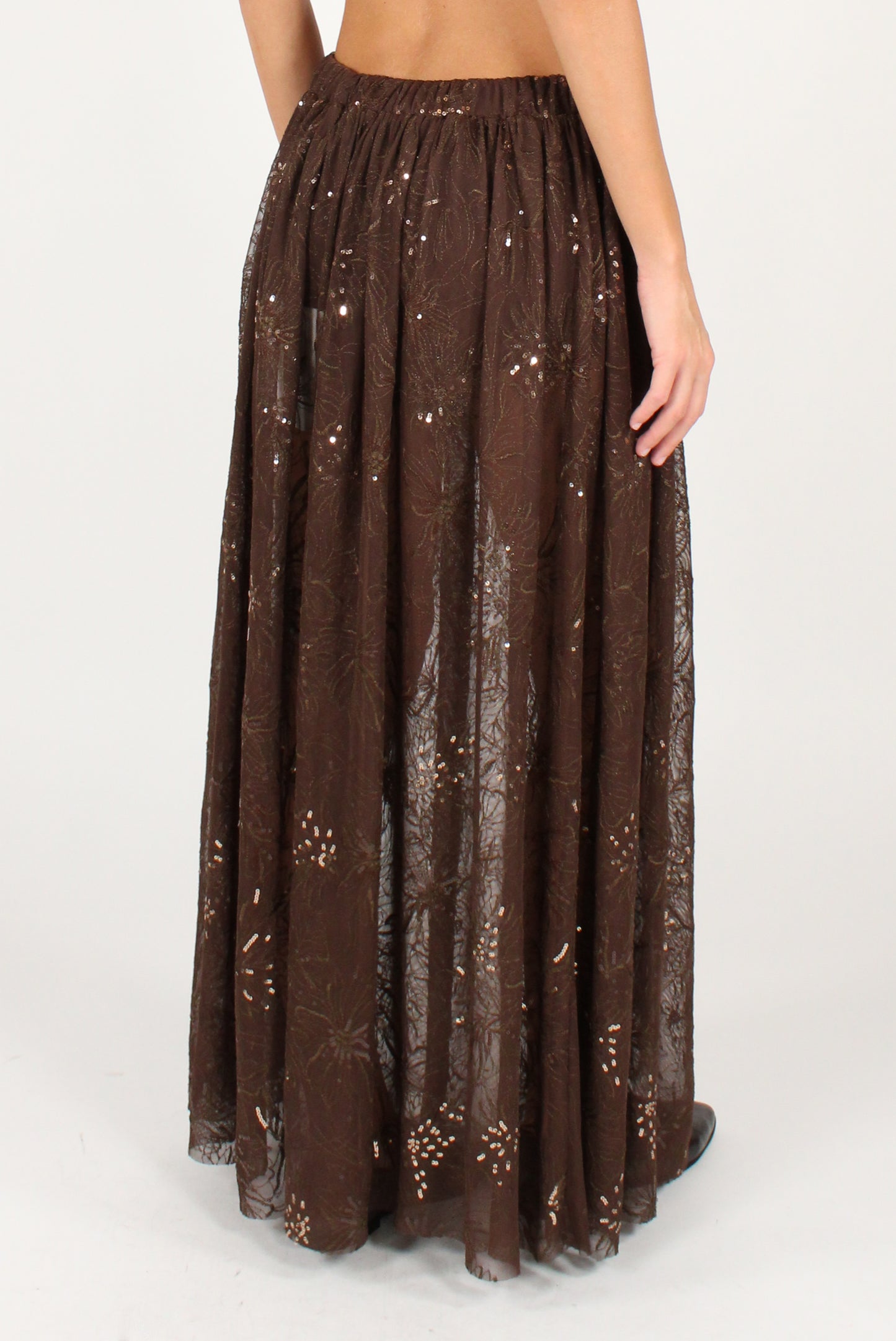 Gonna Lunga Ricami Floreali e Paillettes