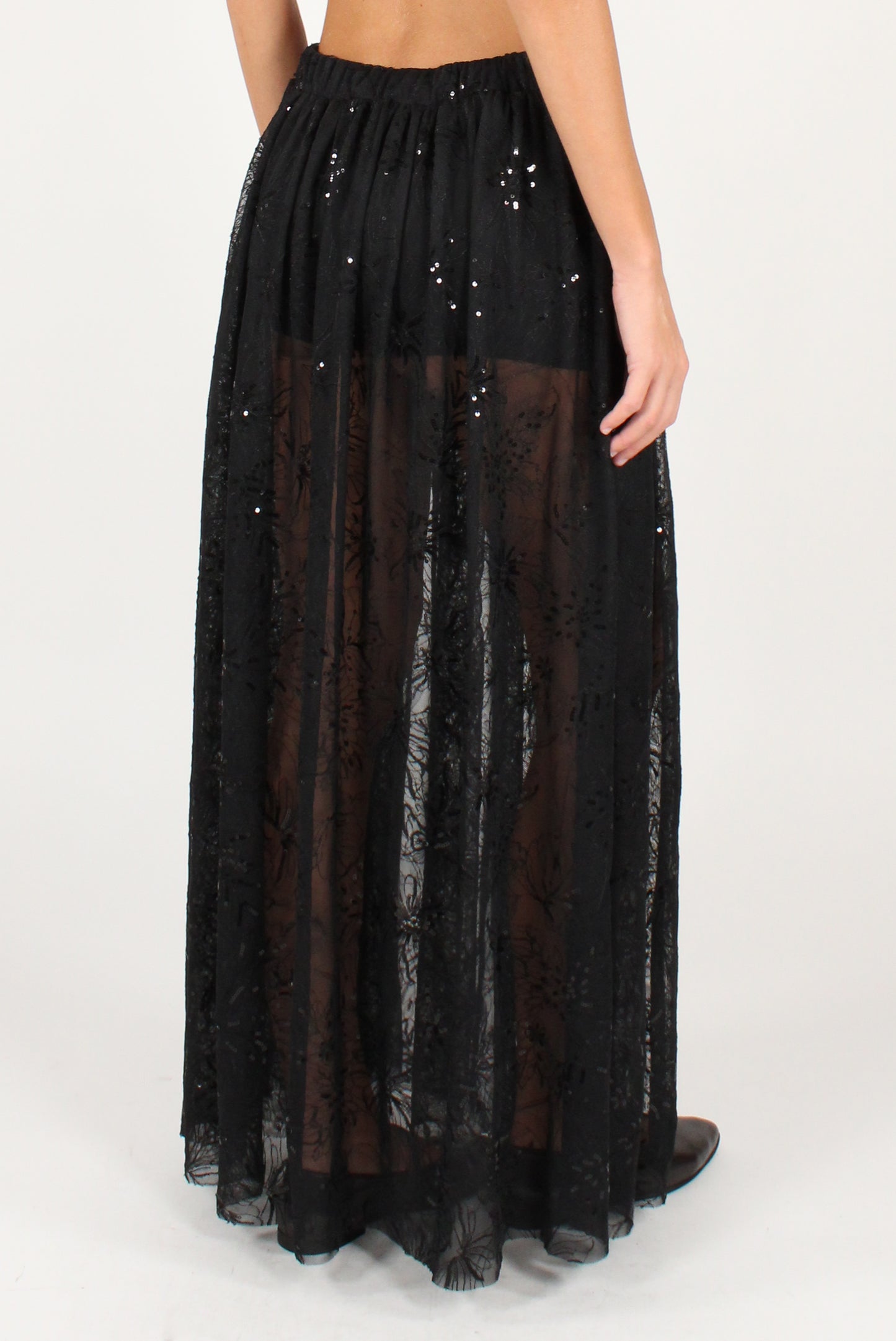 Gonna Lunga Ricami Floreali e Paillettes