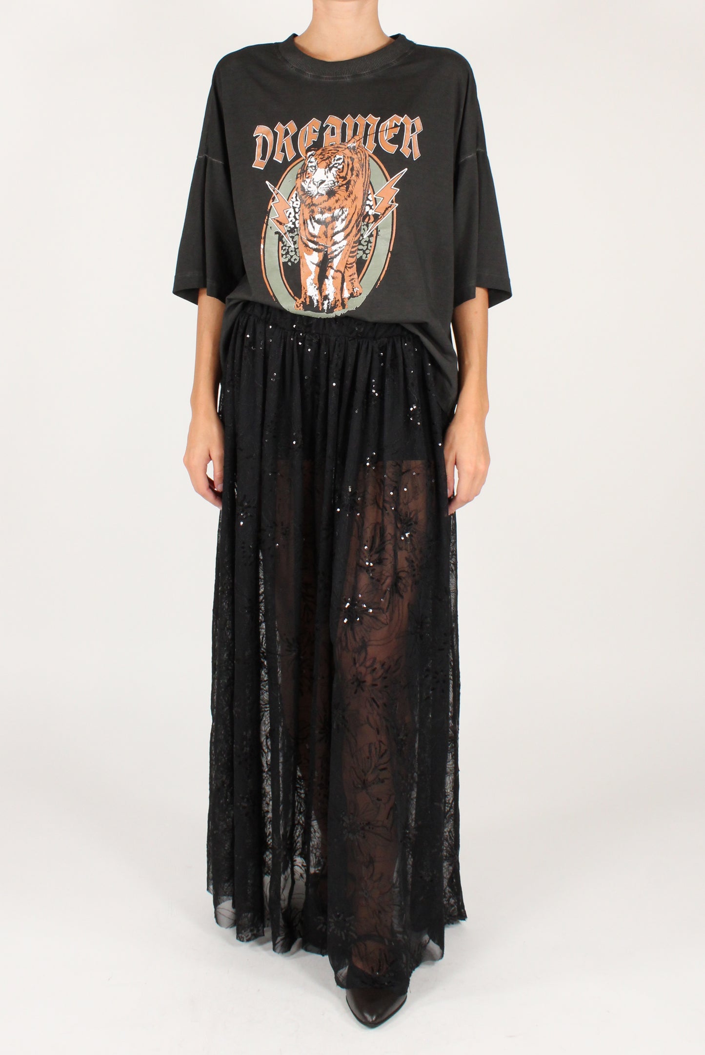 Gonna Lunga Ricami Floreali e Paillettes
