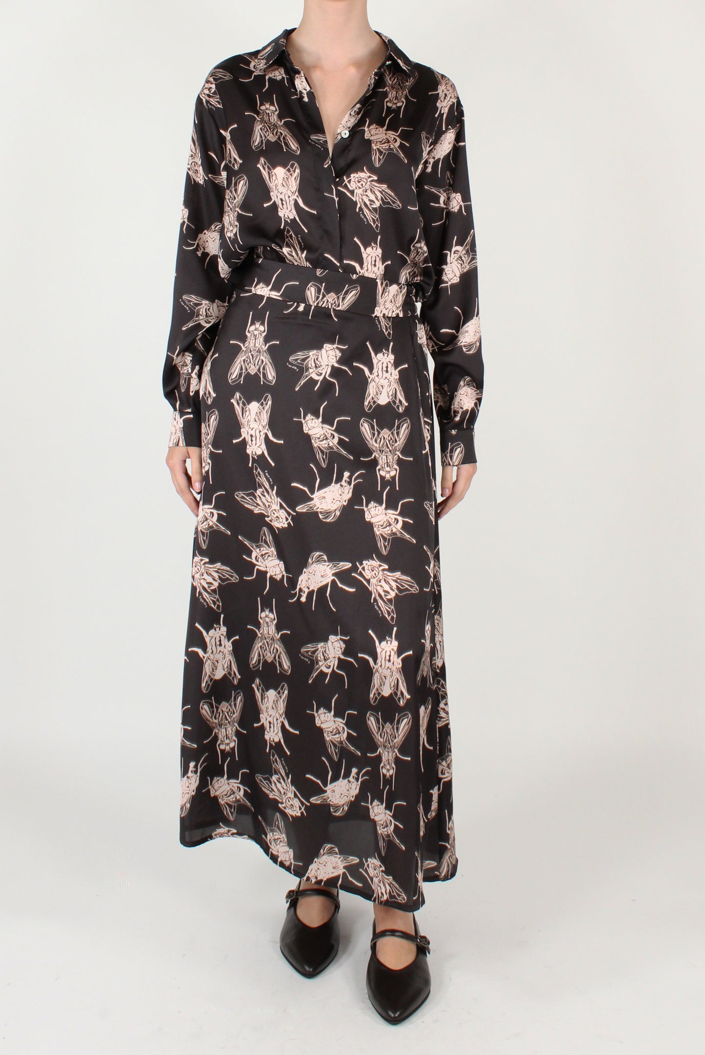 Camicia a Maniche Lunghe Stampa Mosche