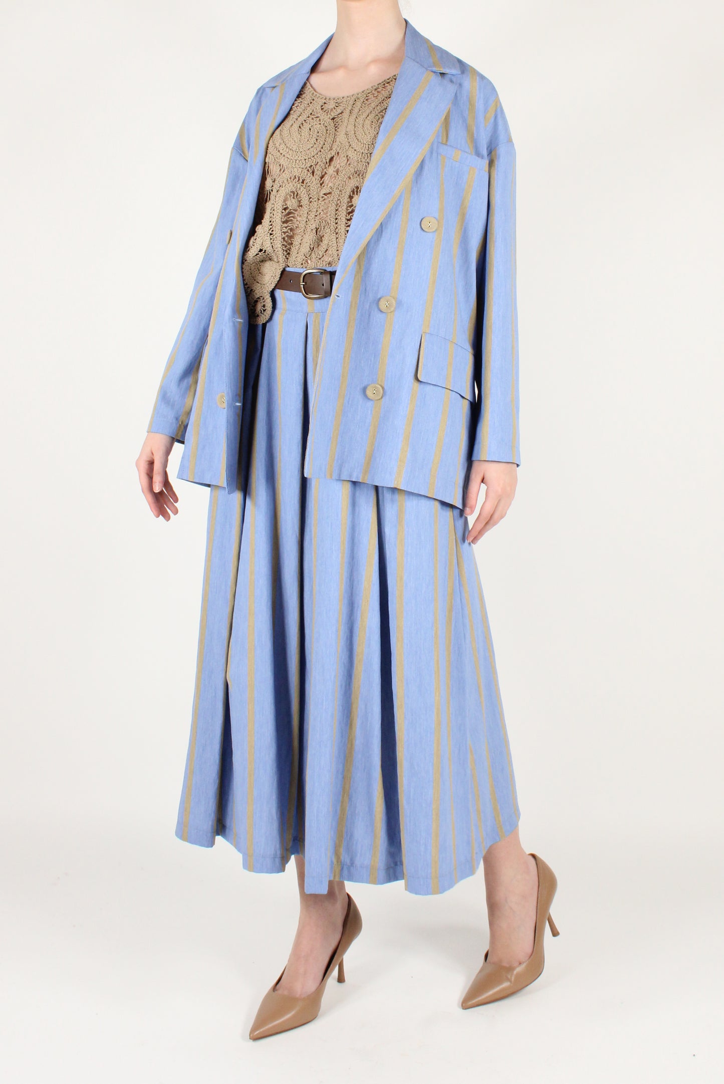 Blazer Over Doppiopetto a Righe Verticali
