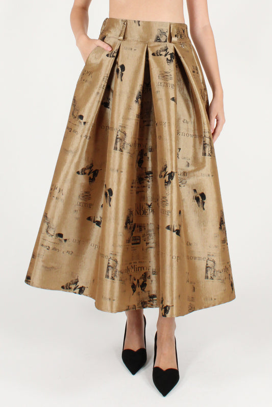 Gonna a Ruota Stampa Fantasia Giornali