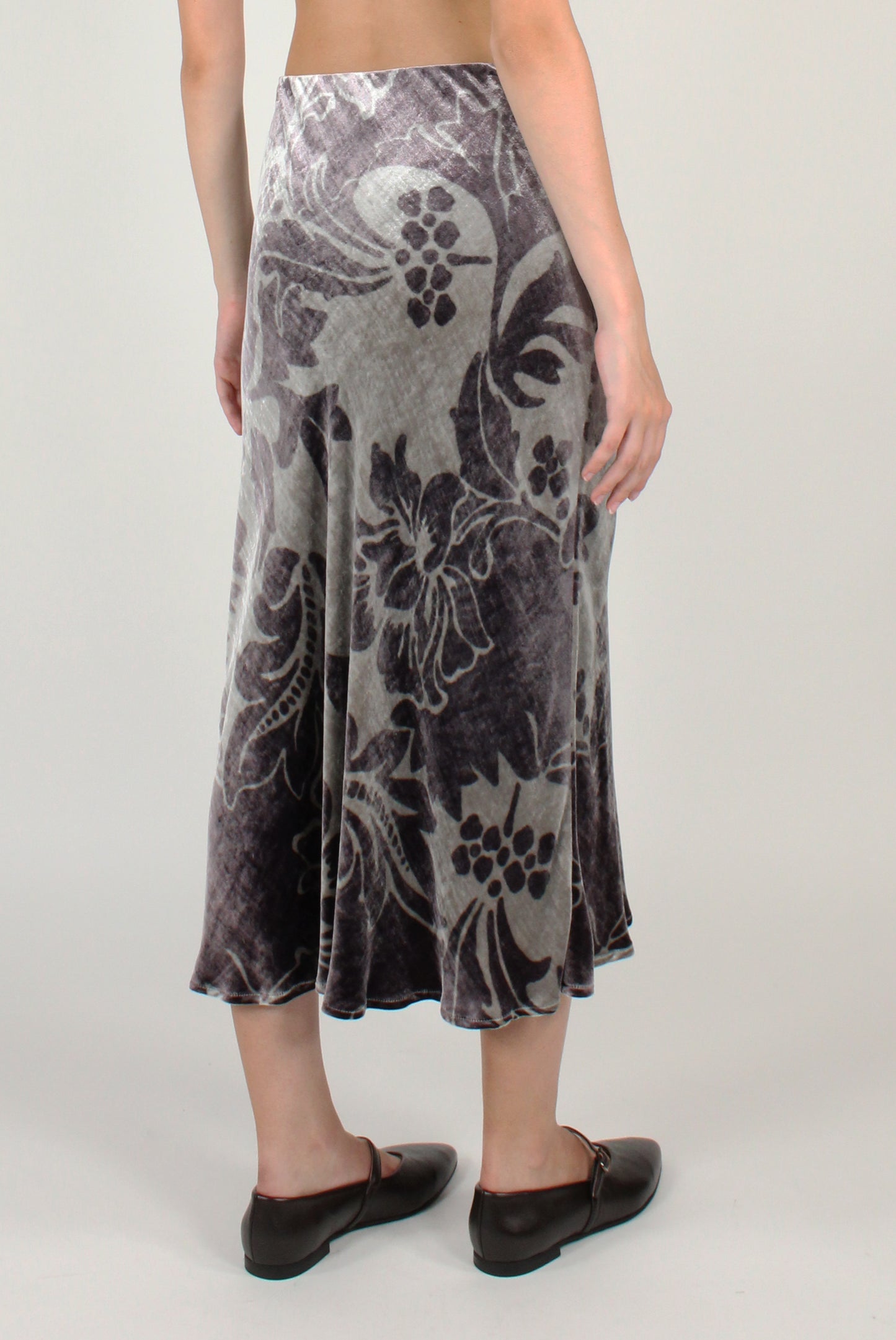 Gonna Lunga Svasata in Velluto Stampato