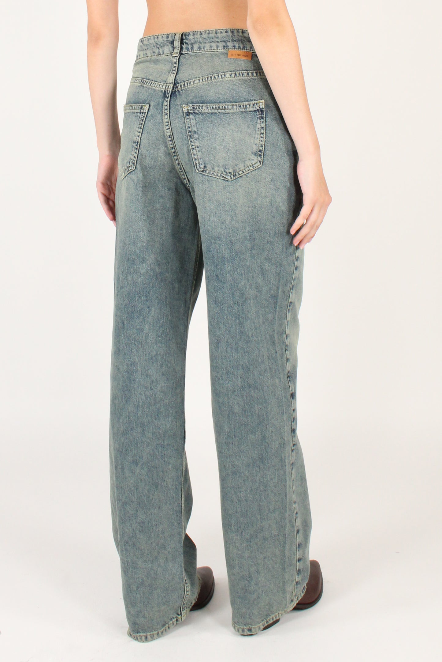 Jeans a Gamba Dritta Effetto Délavé