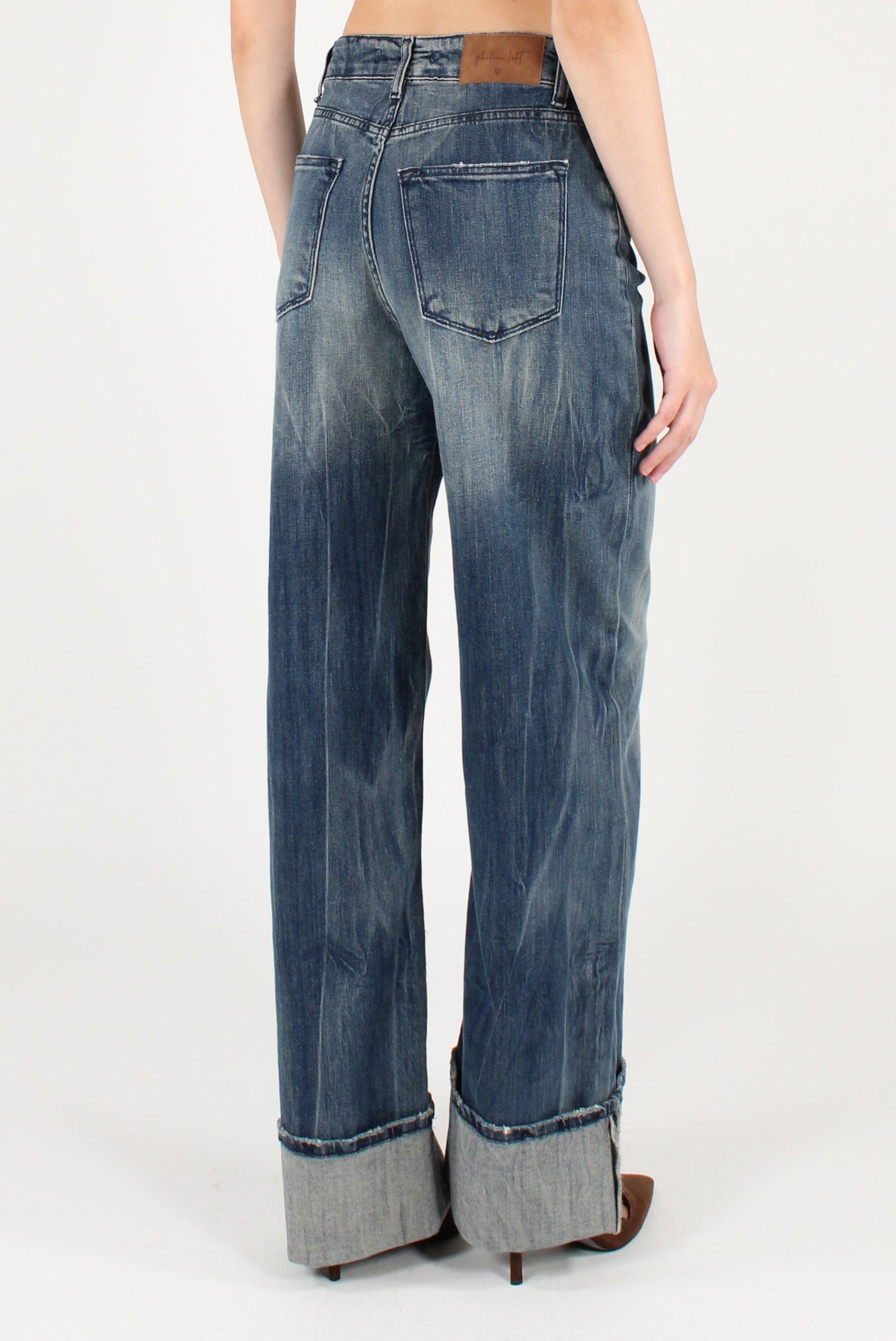 Jeans Slavati con Risvolto