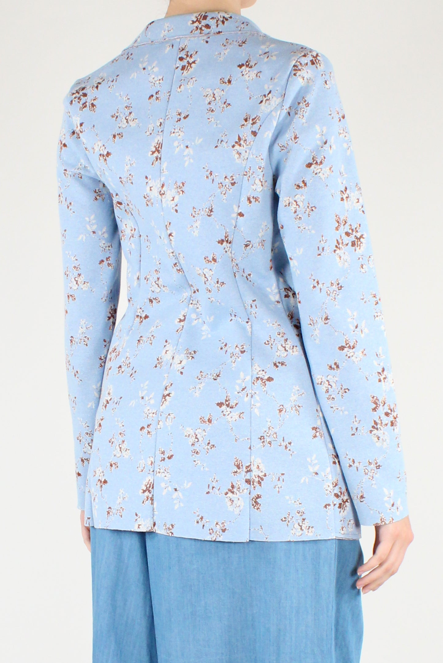 Blazer Aperto Stampa Fiori con Lurex