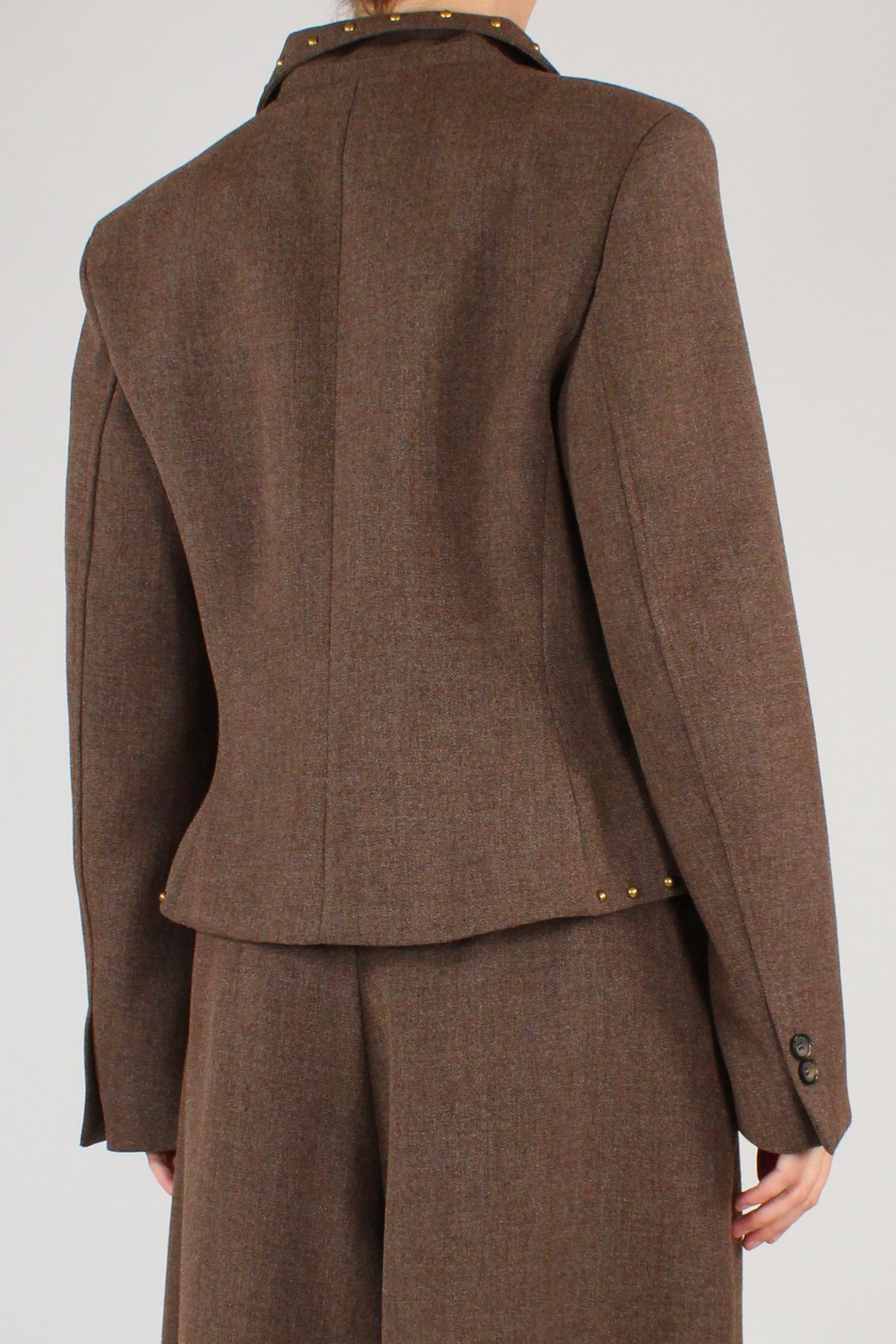 Blazer Mélange con Borchie Applicate