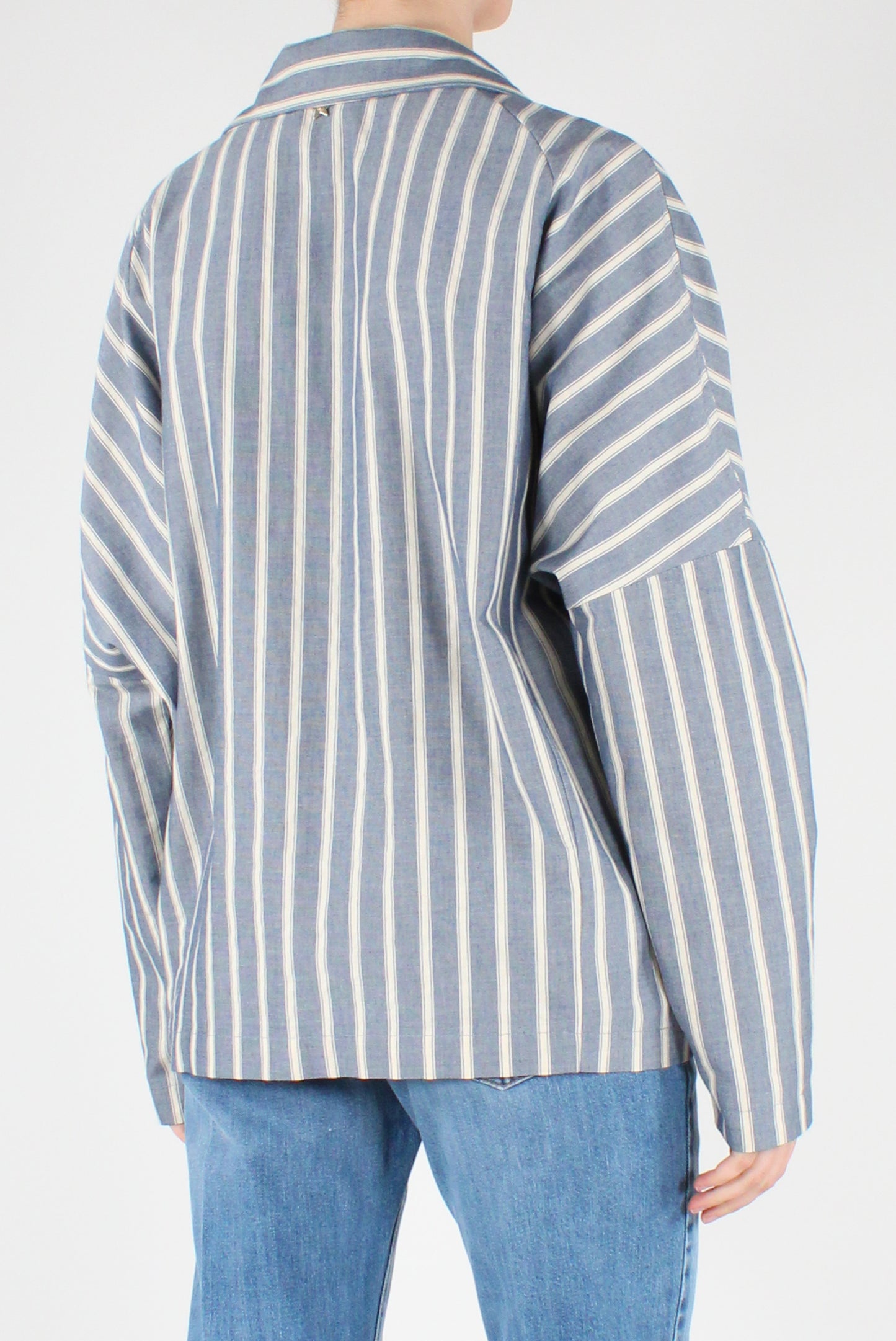 Striped Double-Breasted Ovetto Blazer