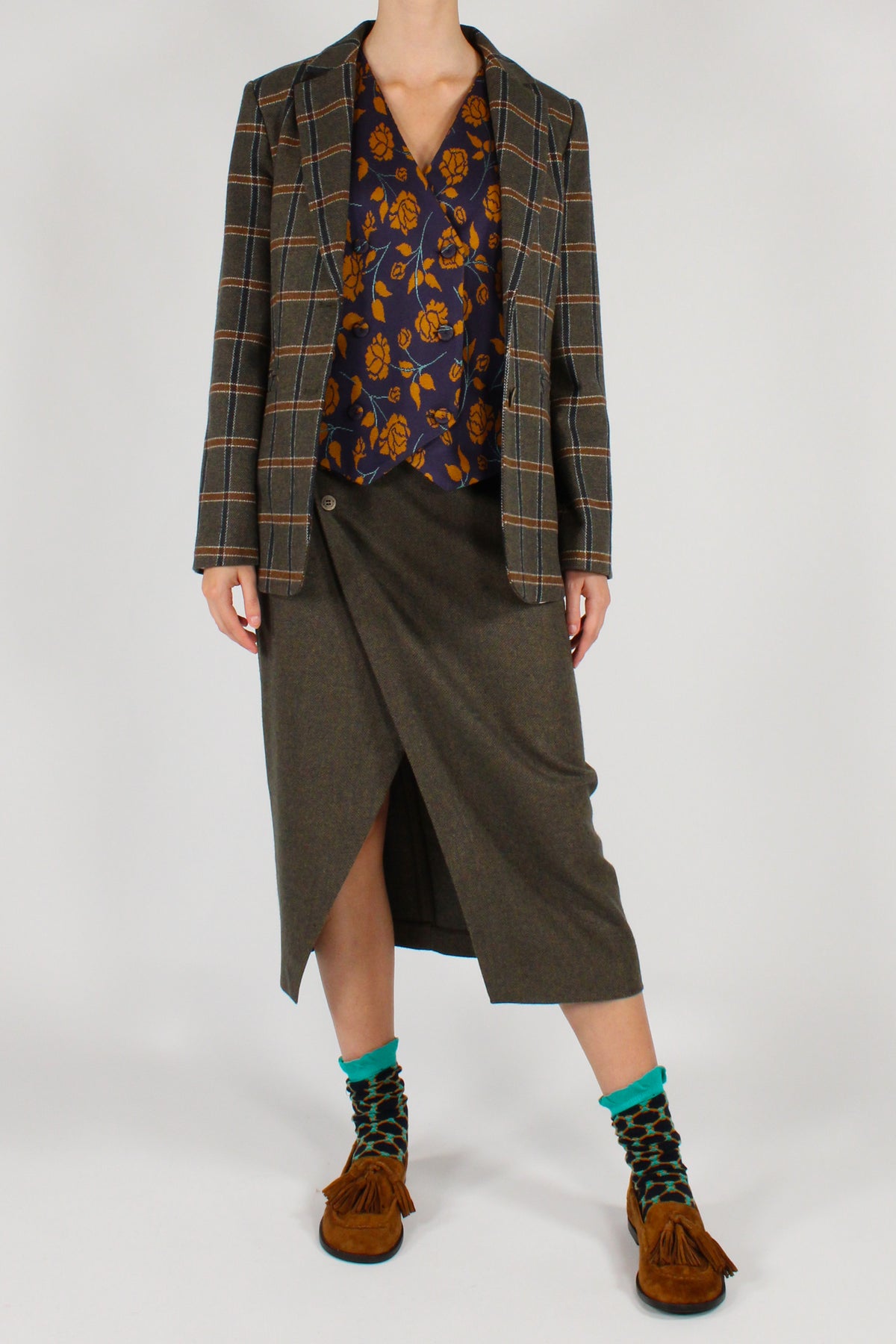 Gilet Doppiopetto Fantasia Floreale