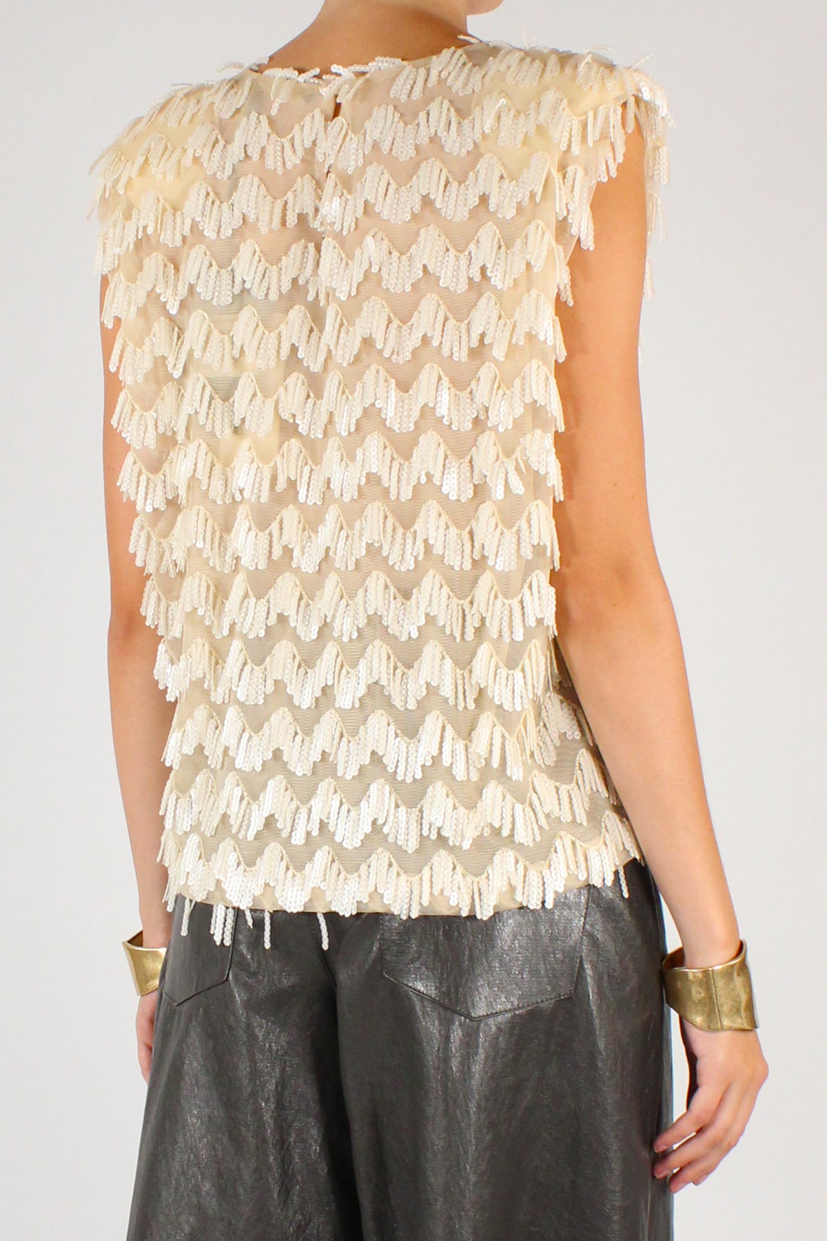 Blusa con Frange in Paillettes