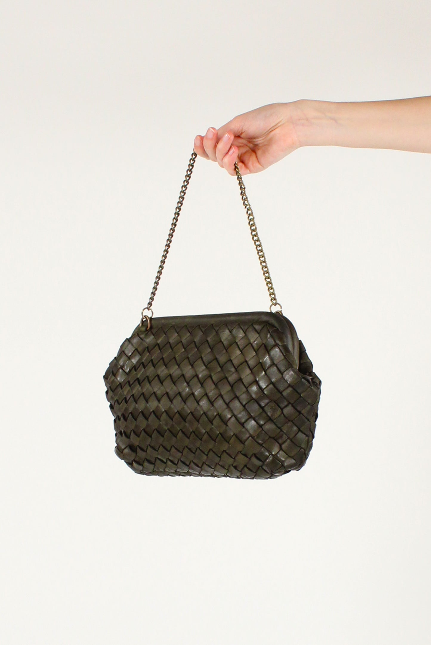 Borsa Clutch in Pelle Intrecciata