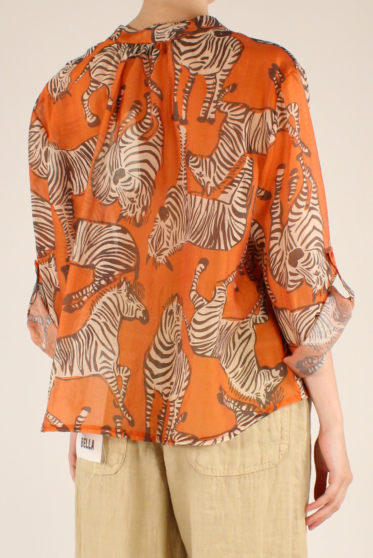 Camicia Stampa Zebre su Sfondo Arancione