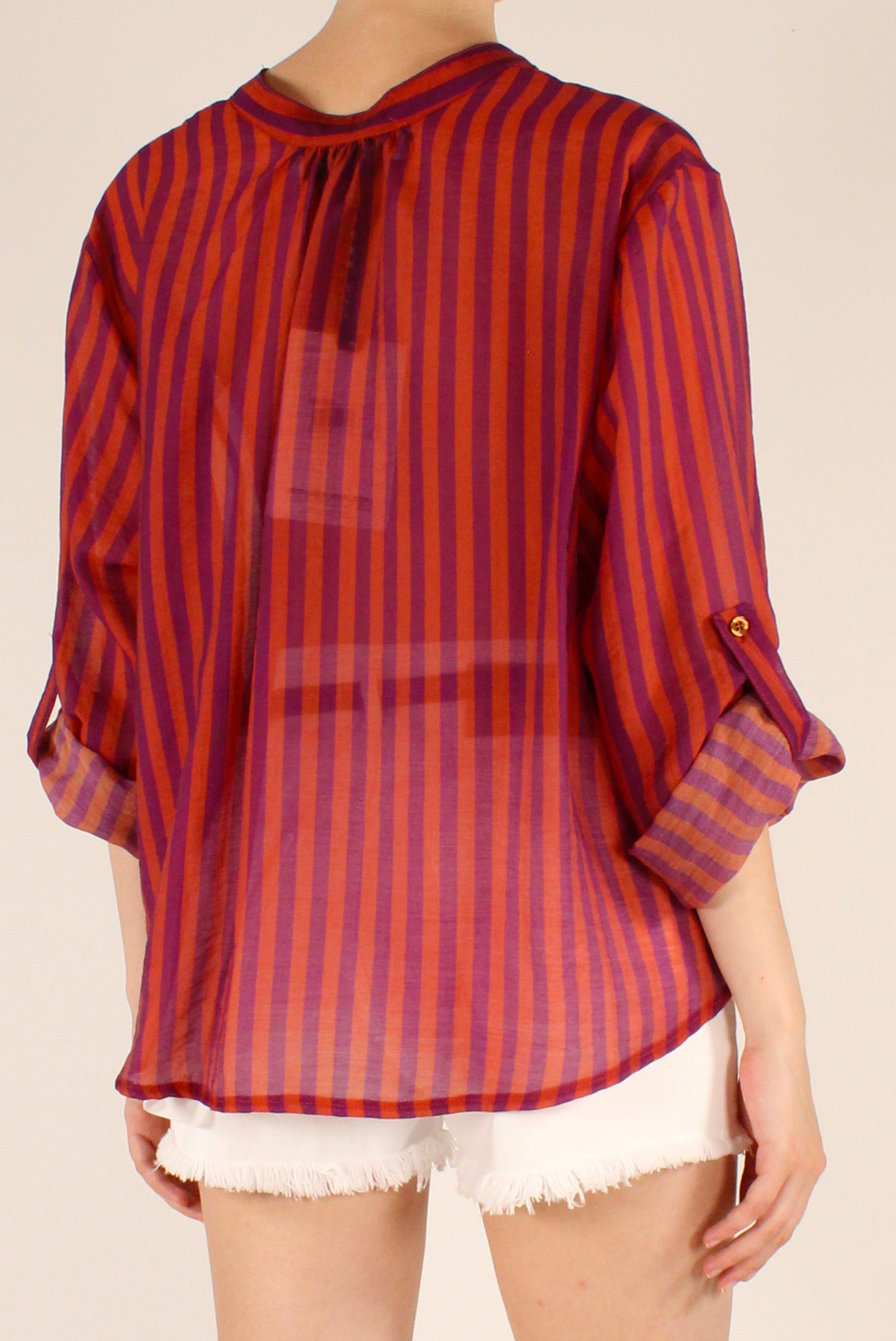 Camicia Coreana a Righe in Mussola