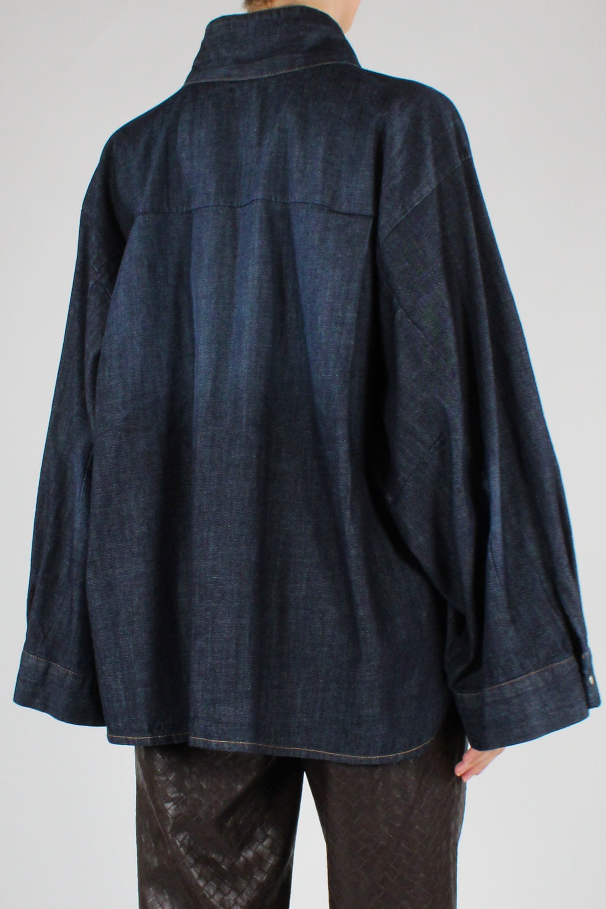 Camicia Ampia in Denim Lavaggio Scuro