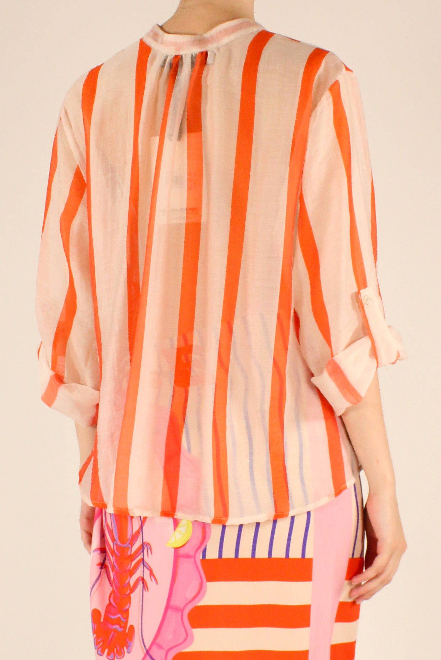 Camicia a Righe Arancioni in Mussola