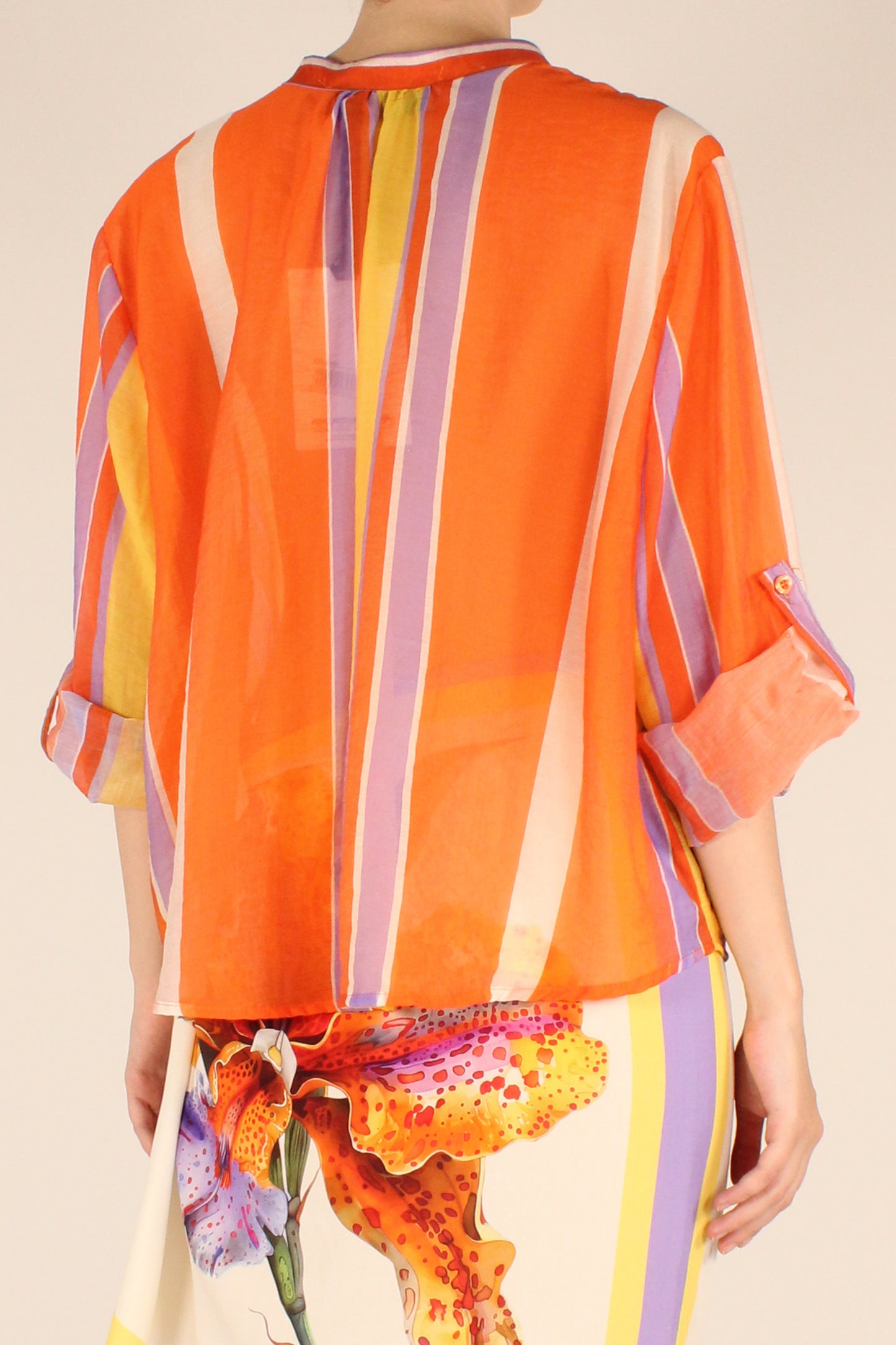 Camicia a Righe Multicolore Arancio