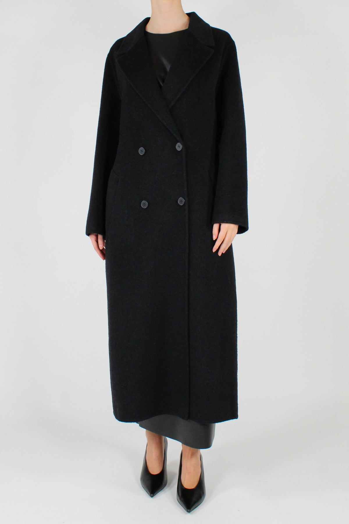 Cappotto Lungo Doppiopetto Misto Lana