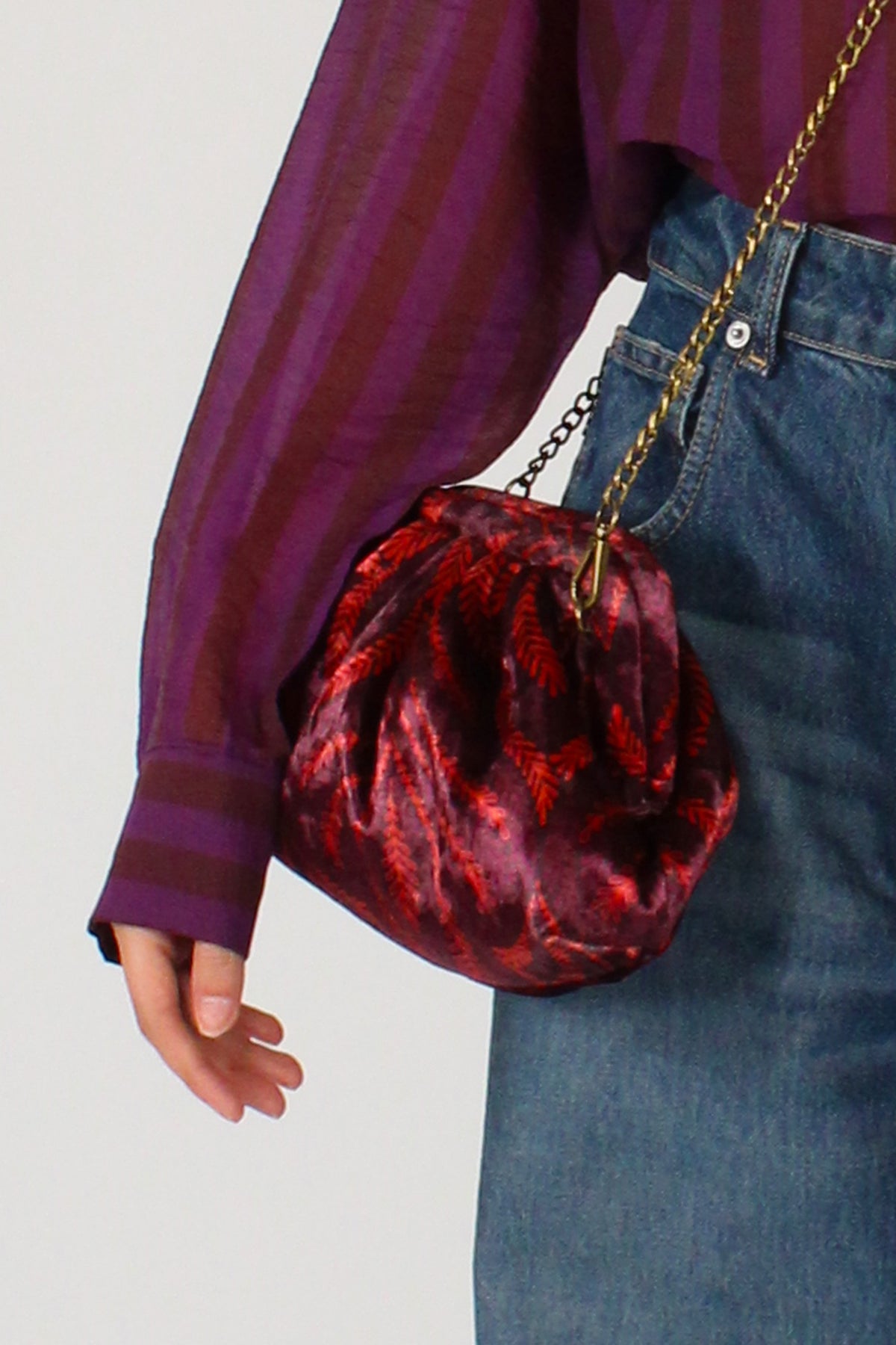 Borsa Clutch in Velluto Stampa Botanica