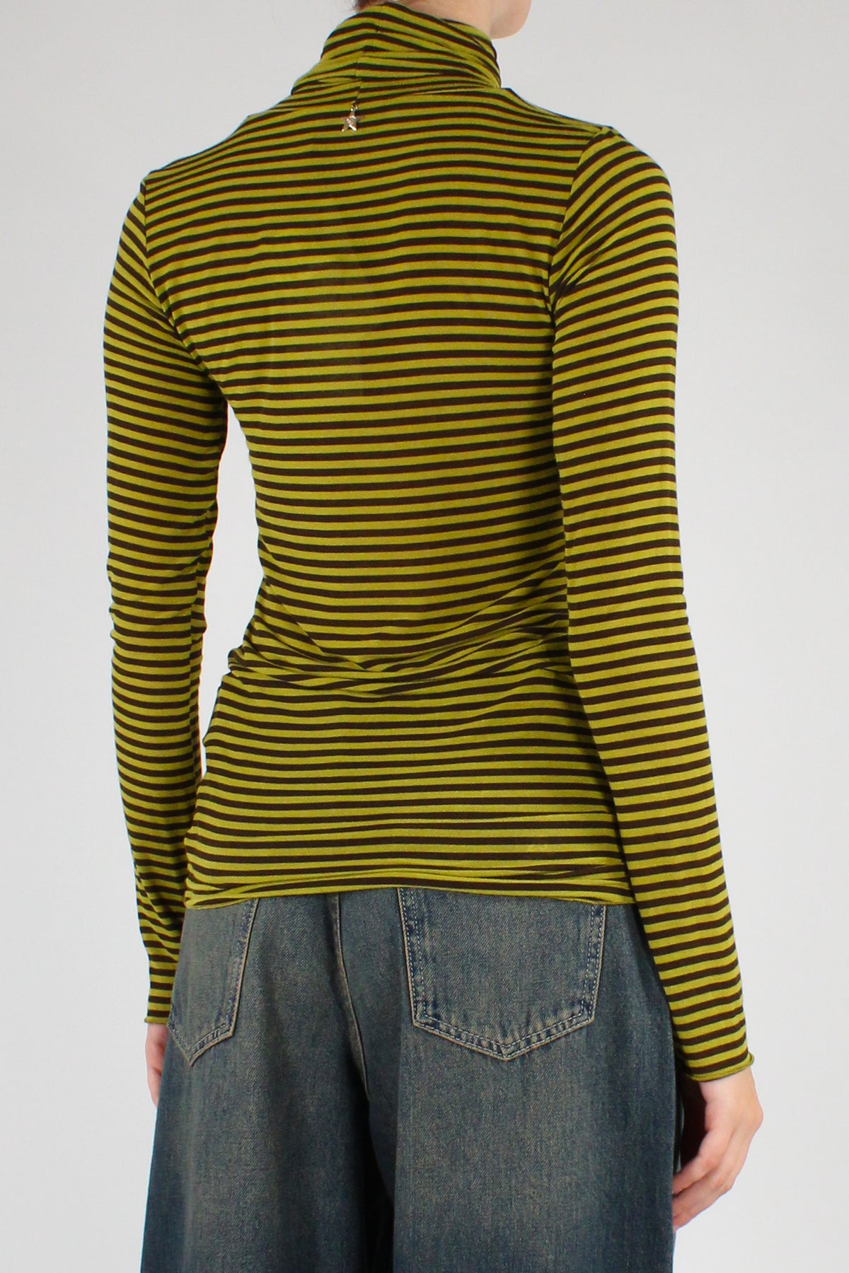 Maglia Dolcevita a Righe Misto Cachemire