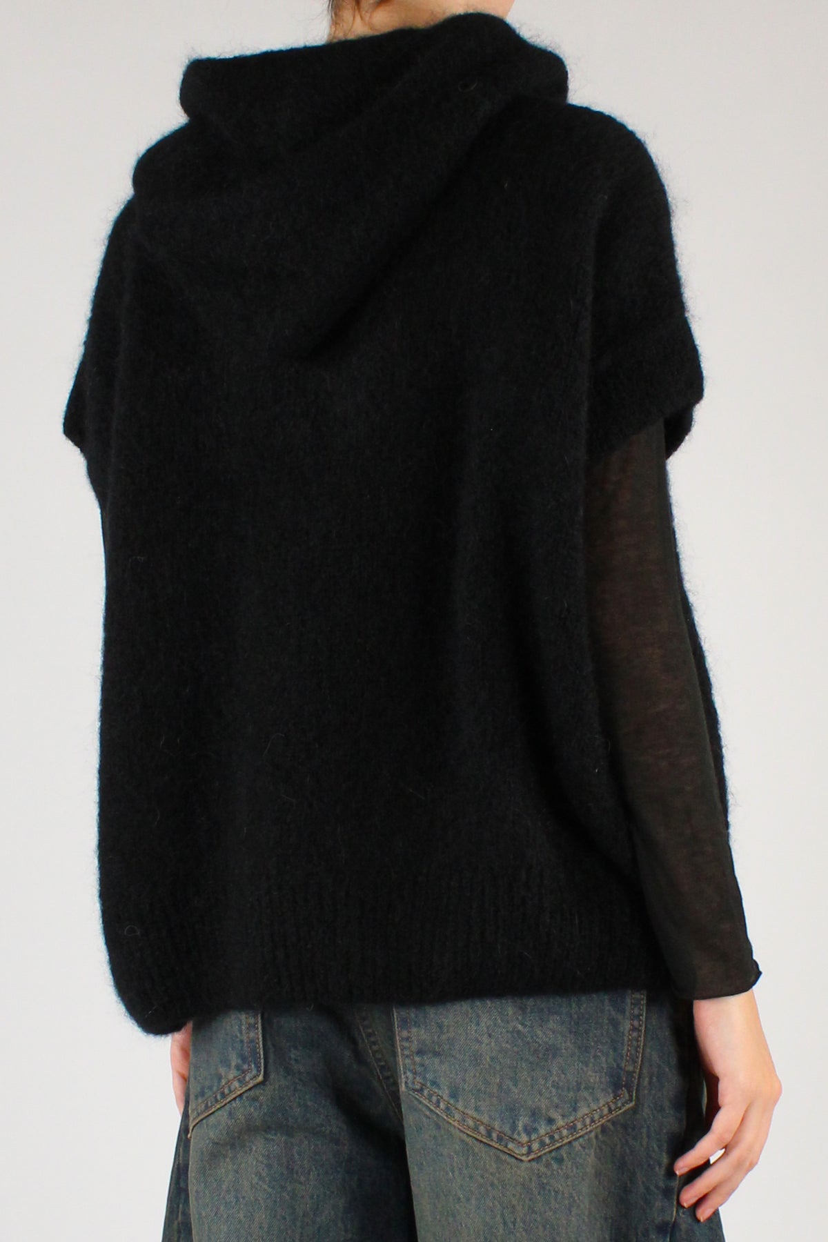 Mohair Blend Hooded Over Vest