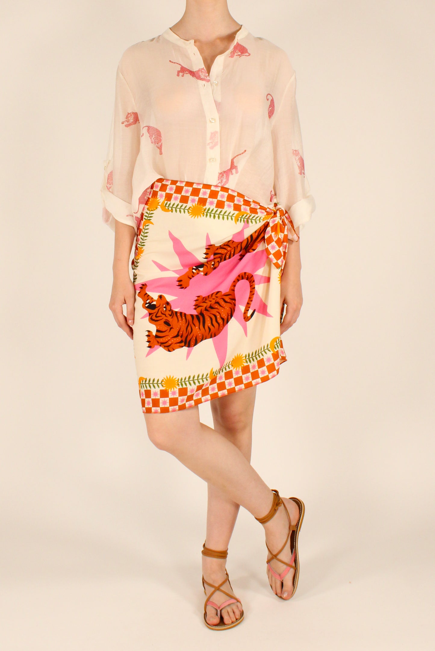 Camicia Stampa Tigri Rosa