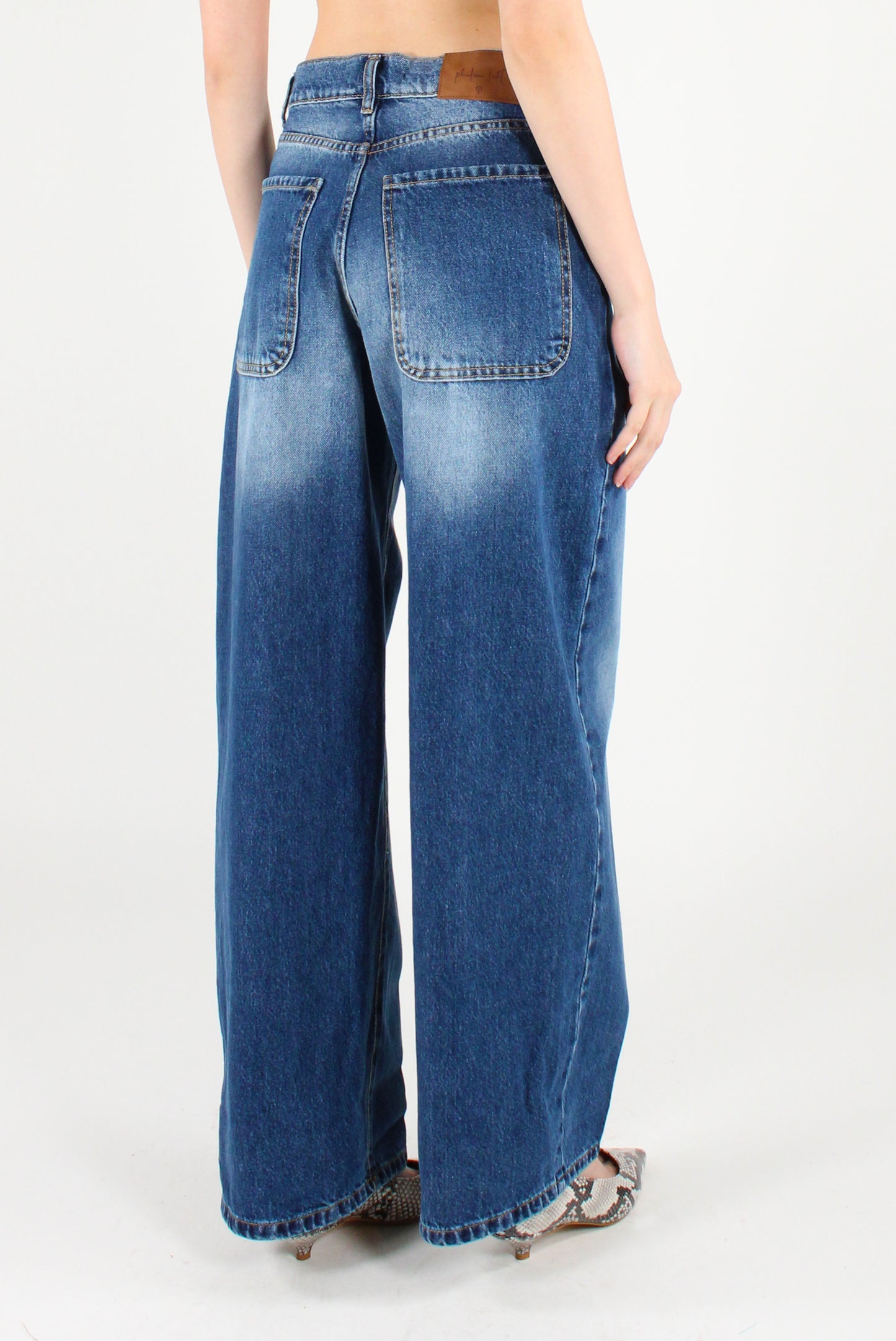 Jeans Gamba Dritta Ampia alla Caviglia