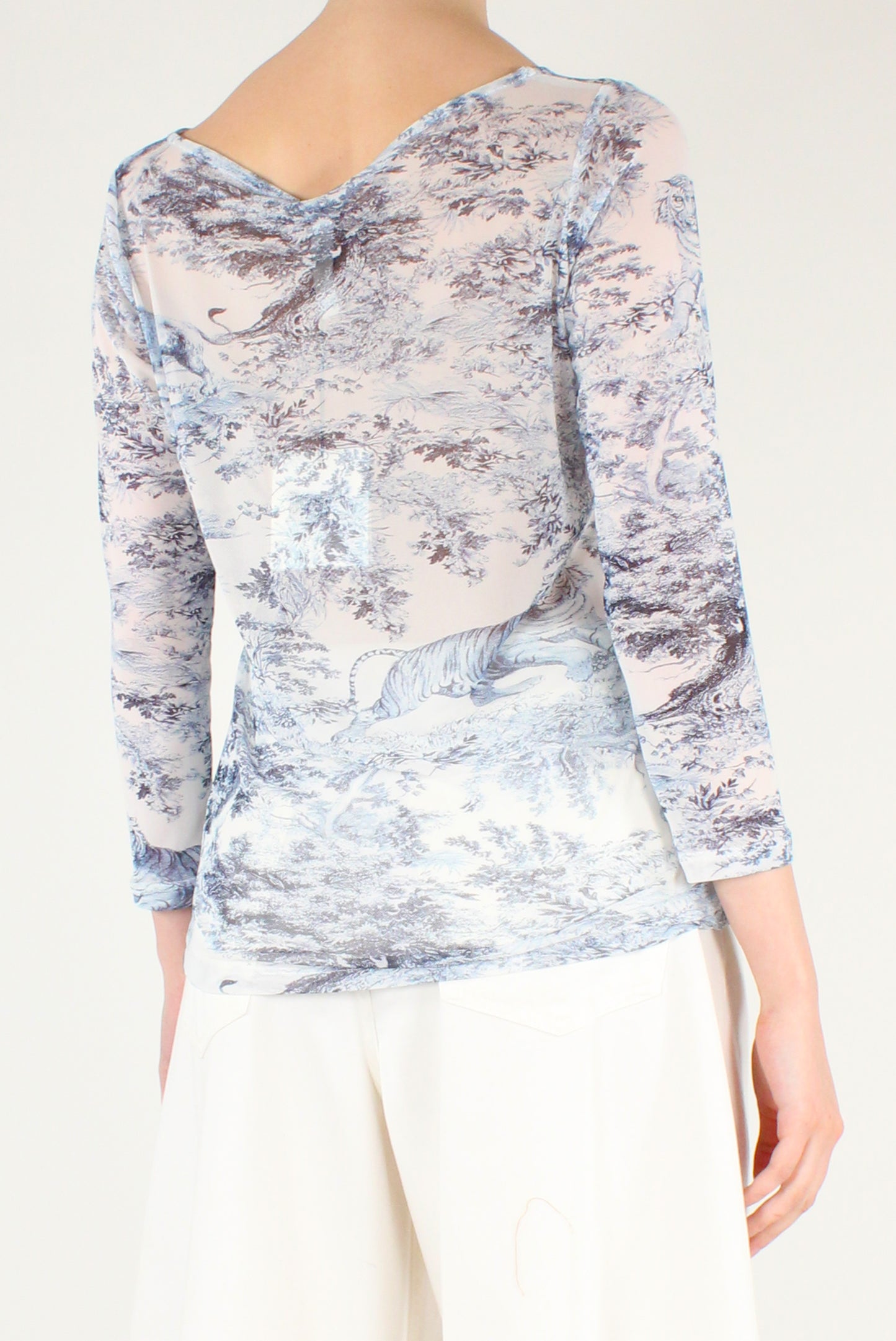 Maglia in Tulle Stampa Toile de Jouy Jungle