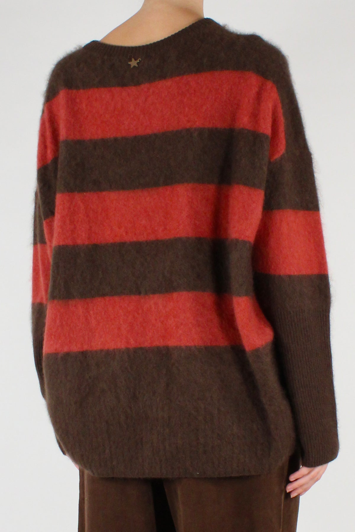 Maglione Over a Righe Marrone e Arancio