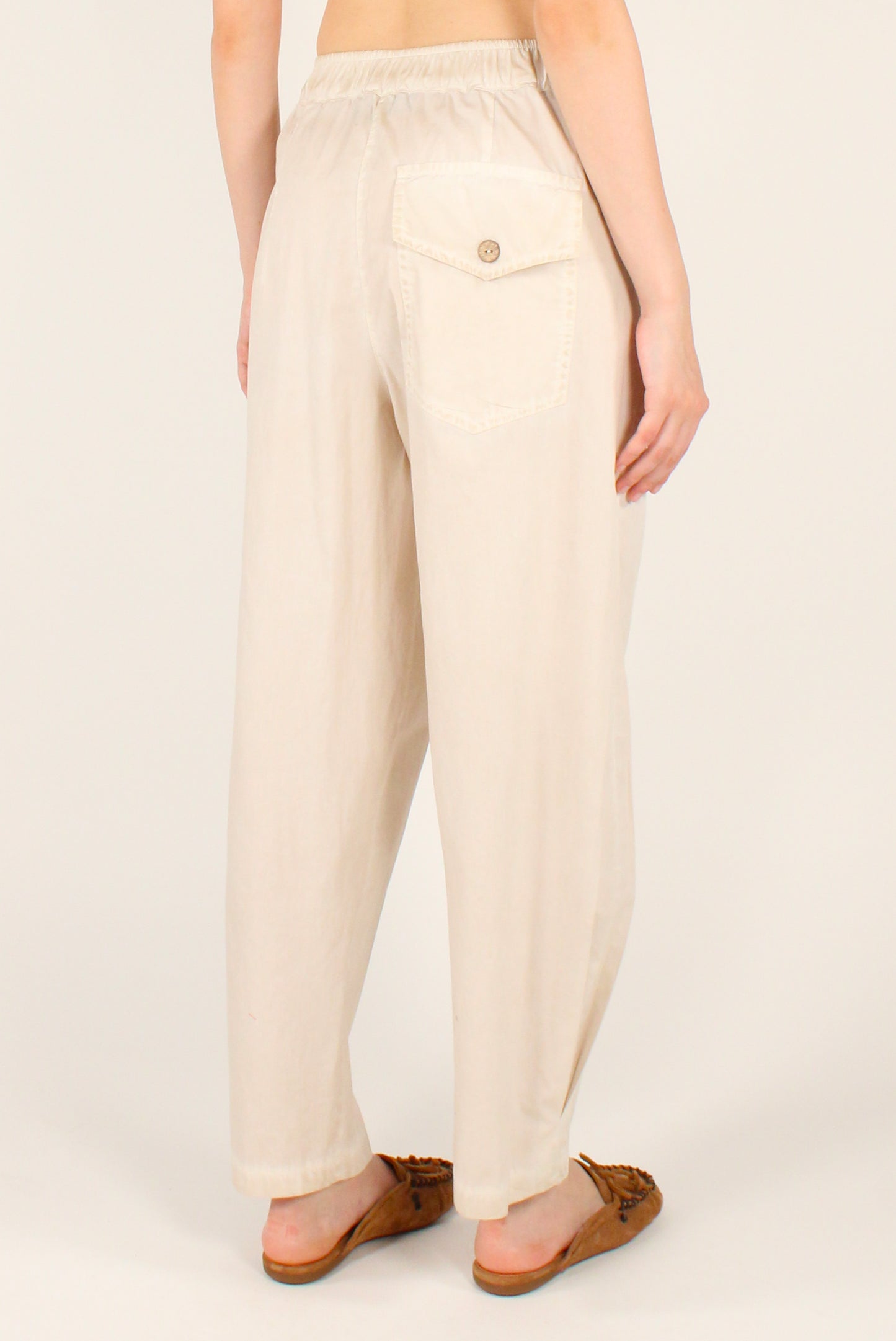 Pantaloni Semi Balloon in Cotone Slavato