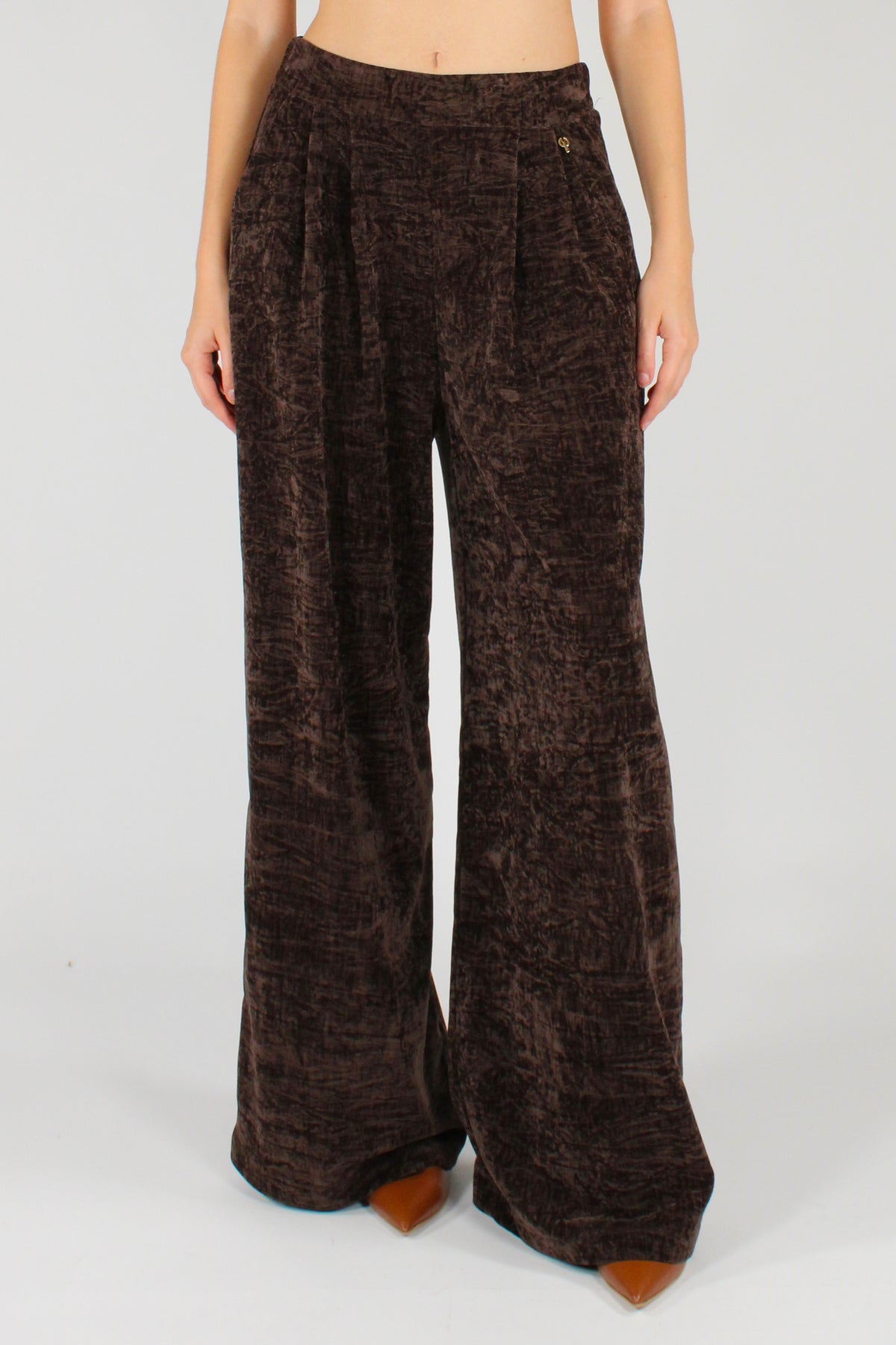 Pantaloni in Velluto con Pinces