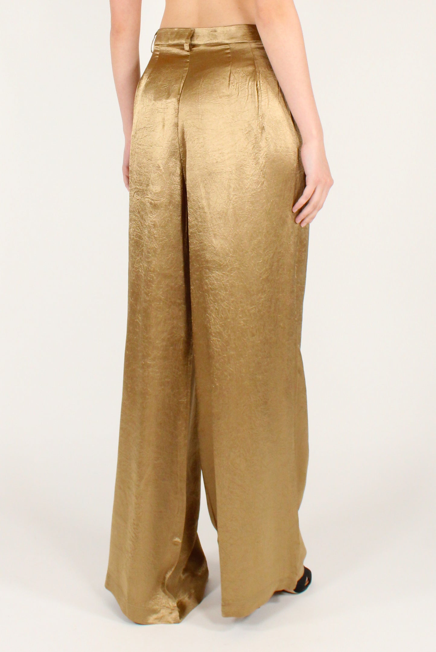 Pantaloni a Palazzo Metallizzati con Pinces