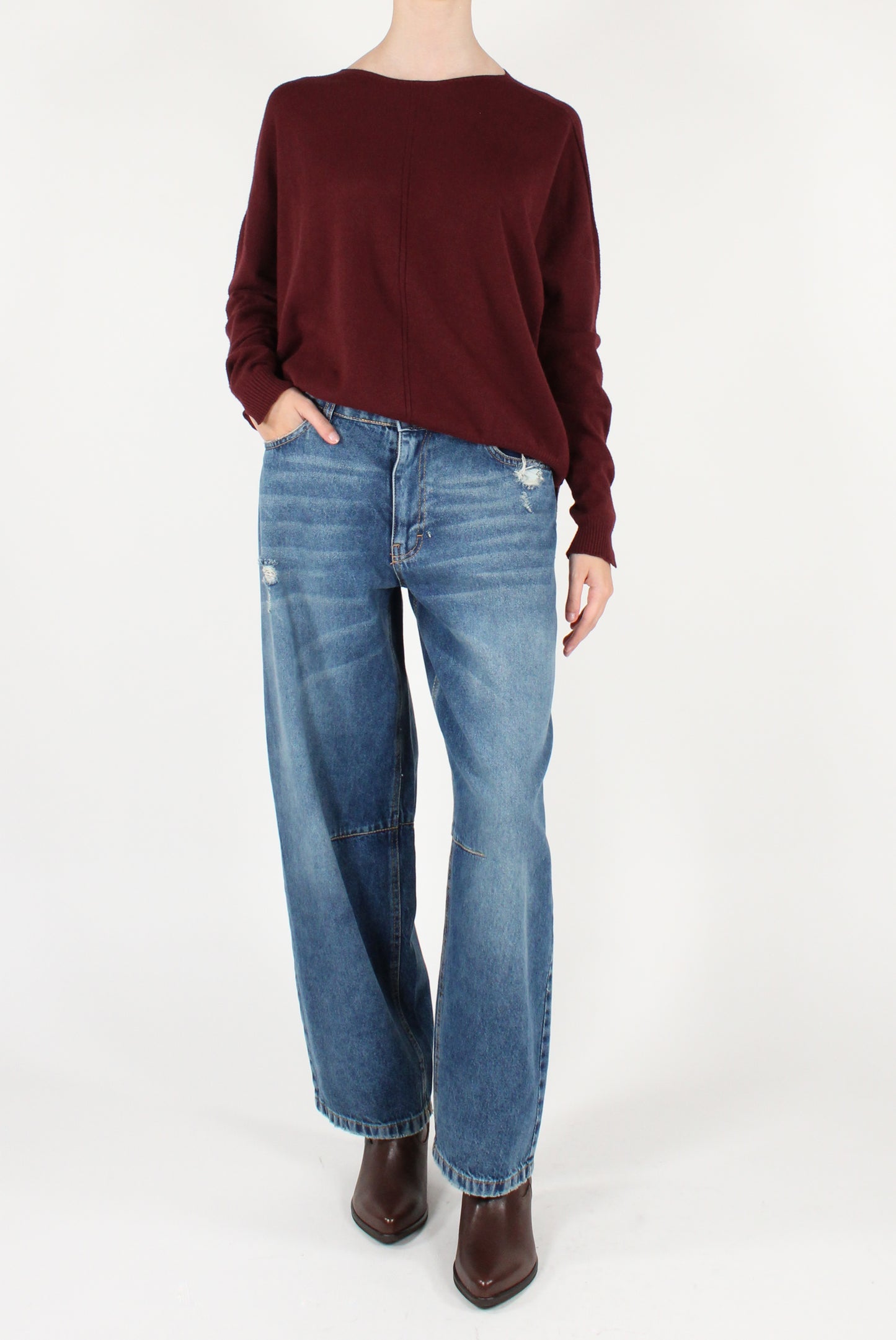 Maglione Over Girocollo con Cucitura
