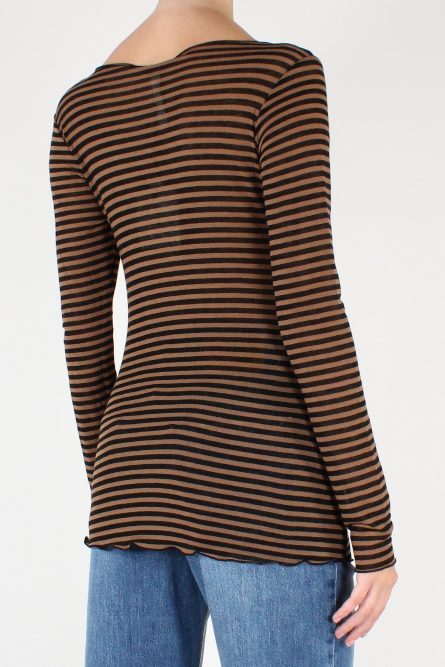 Maglia a Righe Scollo a Barca Misto Cachemire