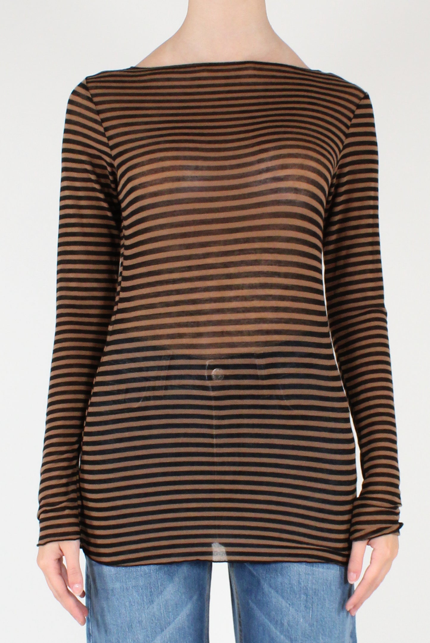 Maglia a Righe Scollo a Barca Misto Cachemire