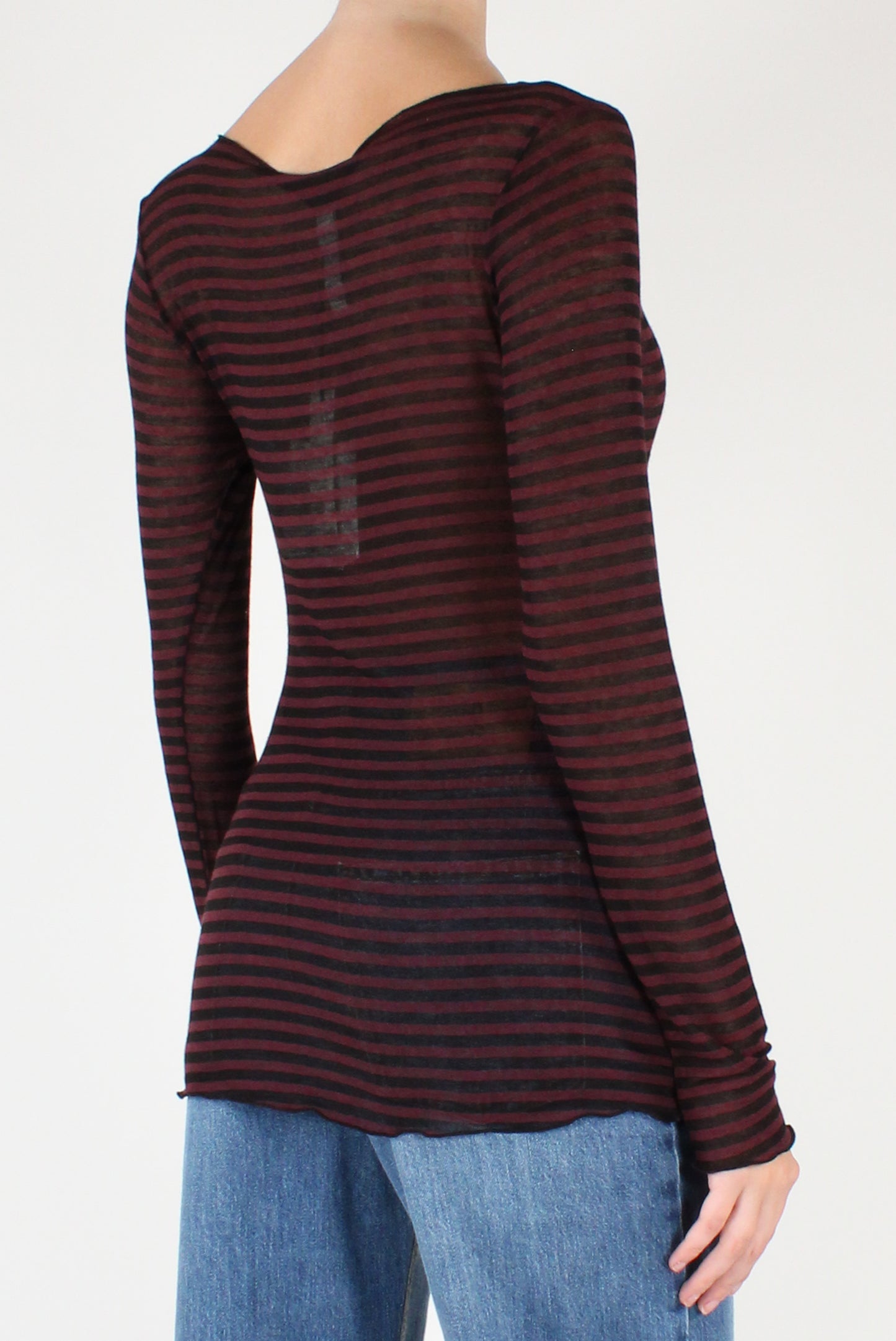 Maglia a Righe Scollo a Barca Misto Cachemire