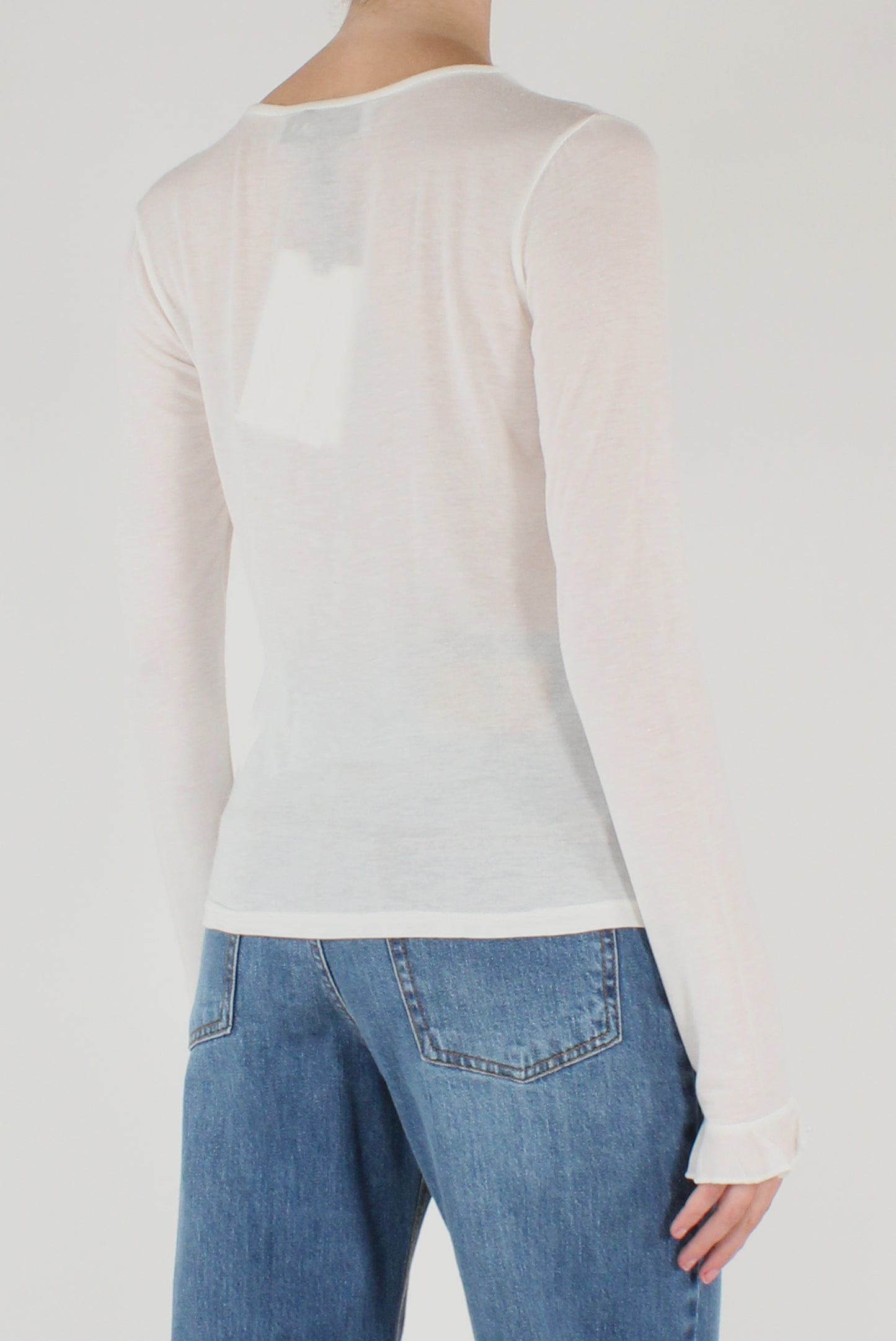 Maglia Con Volant in Misto Cachemire