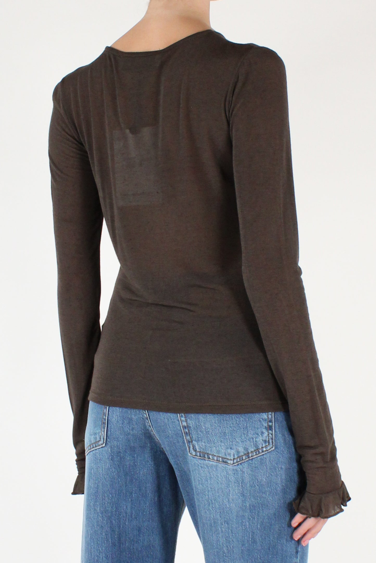 Maglia Con Volant in Misto Cachemire