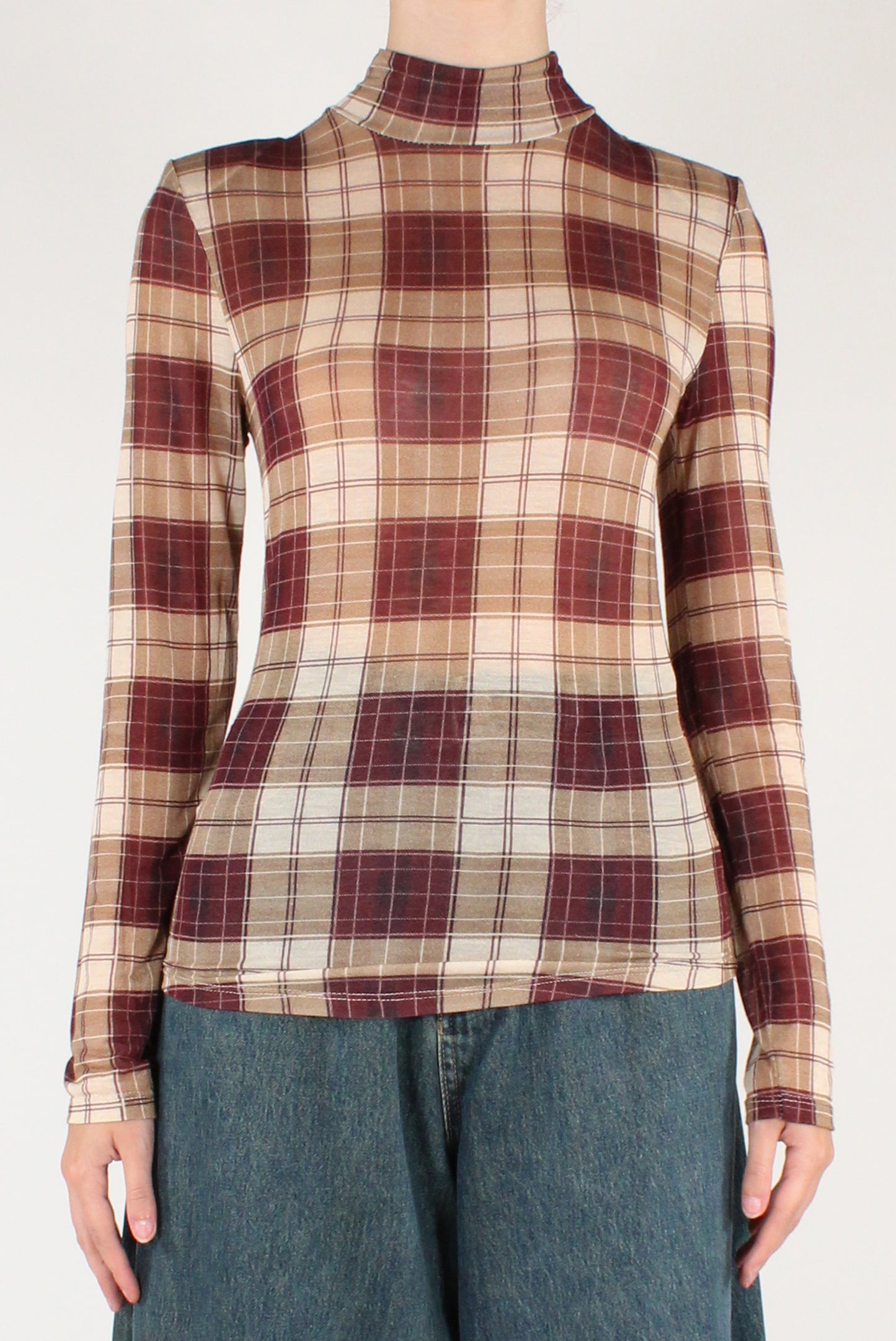 Tartan Print Turtleneck