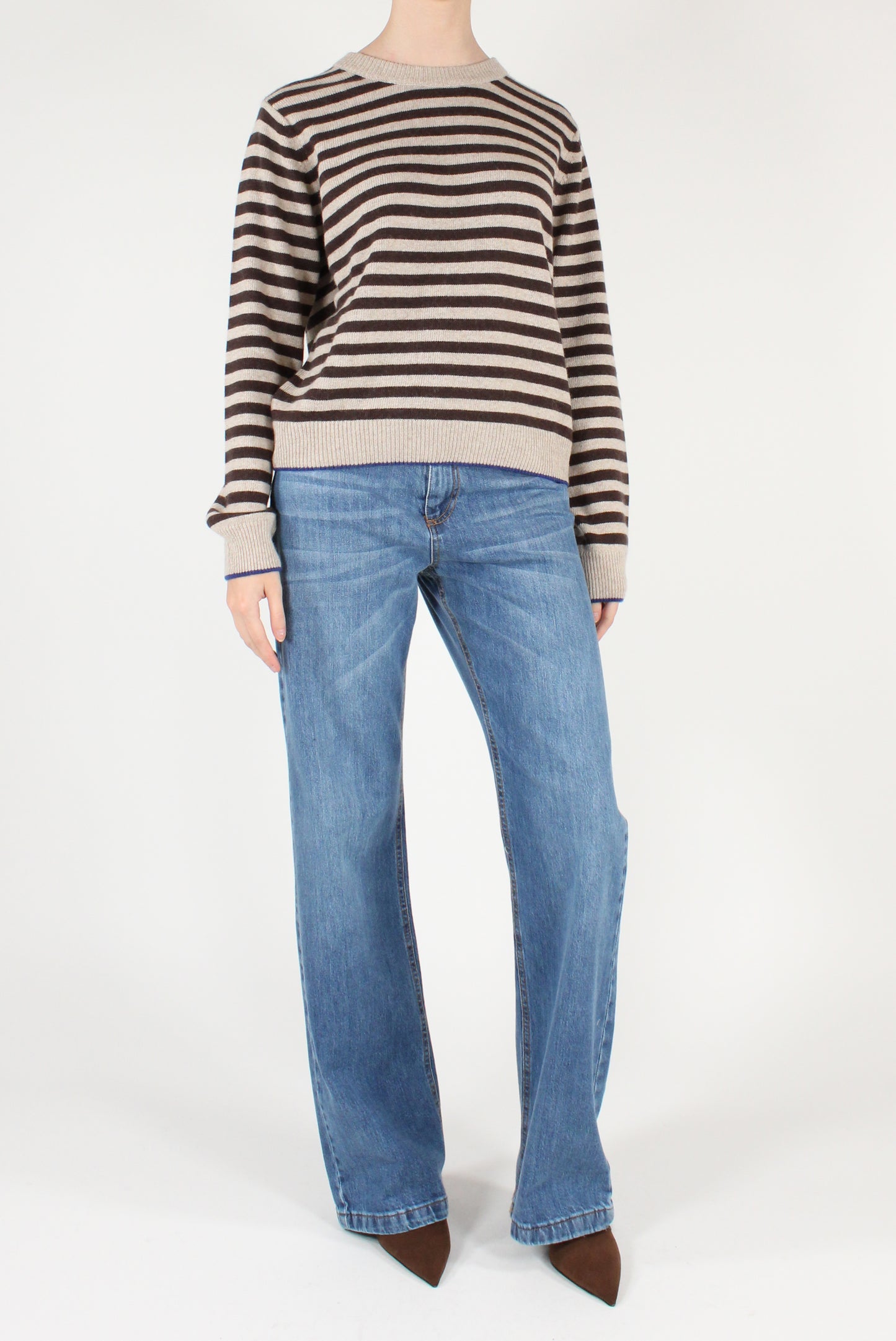 Maglione a Righe Profili a Contrasto