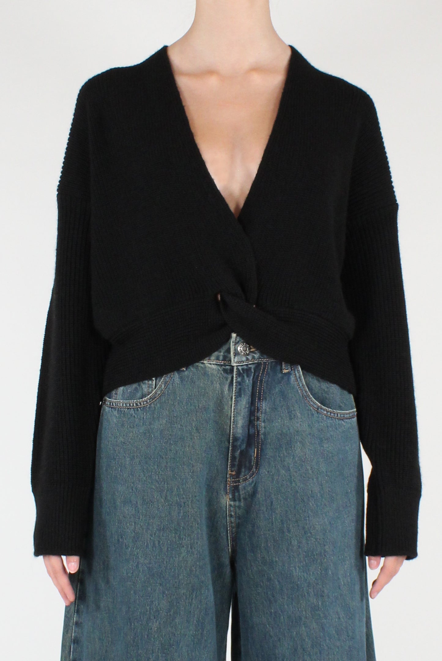 Maglione Scollo Profondo Incrociato