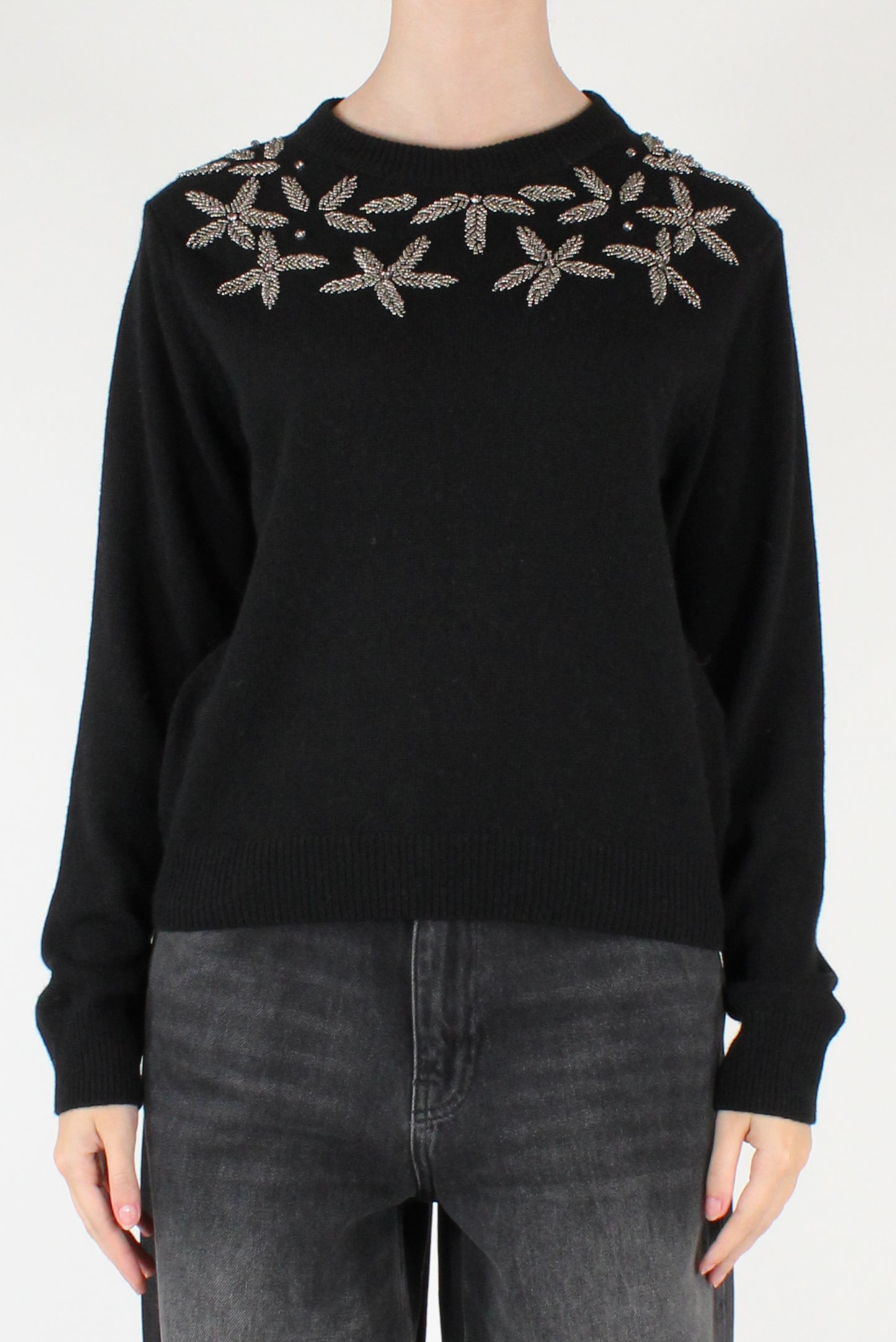 Maglione Ricami Floreali con Perline