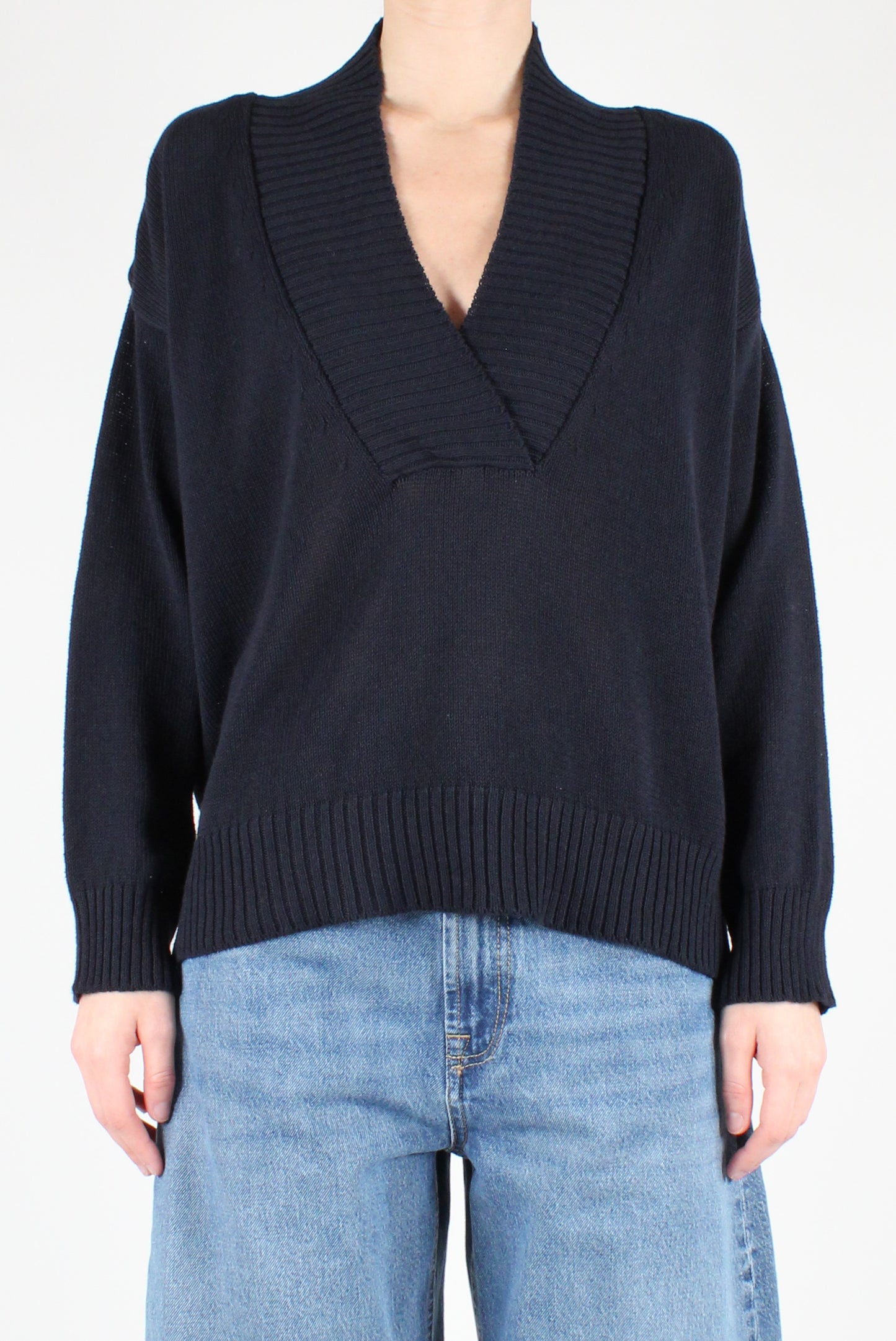 Maglione Scollo a V Incrociato in 100% Cotone