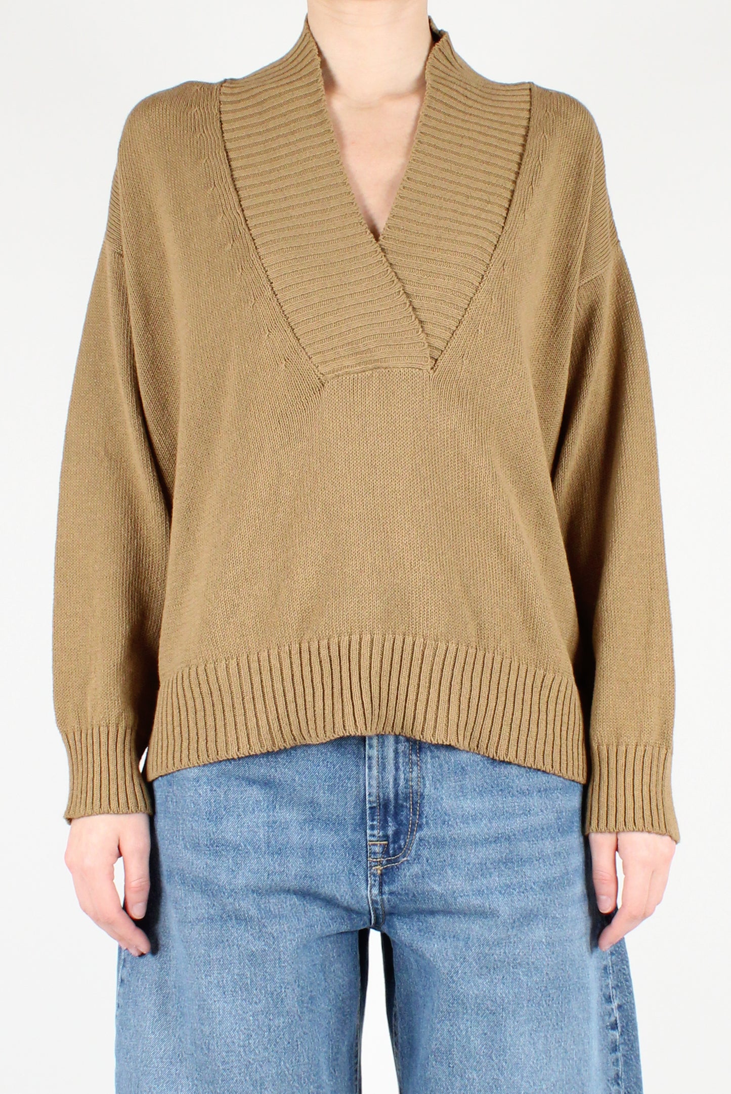 Maglione Scollo a V Incrociato in 100% Cotone