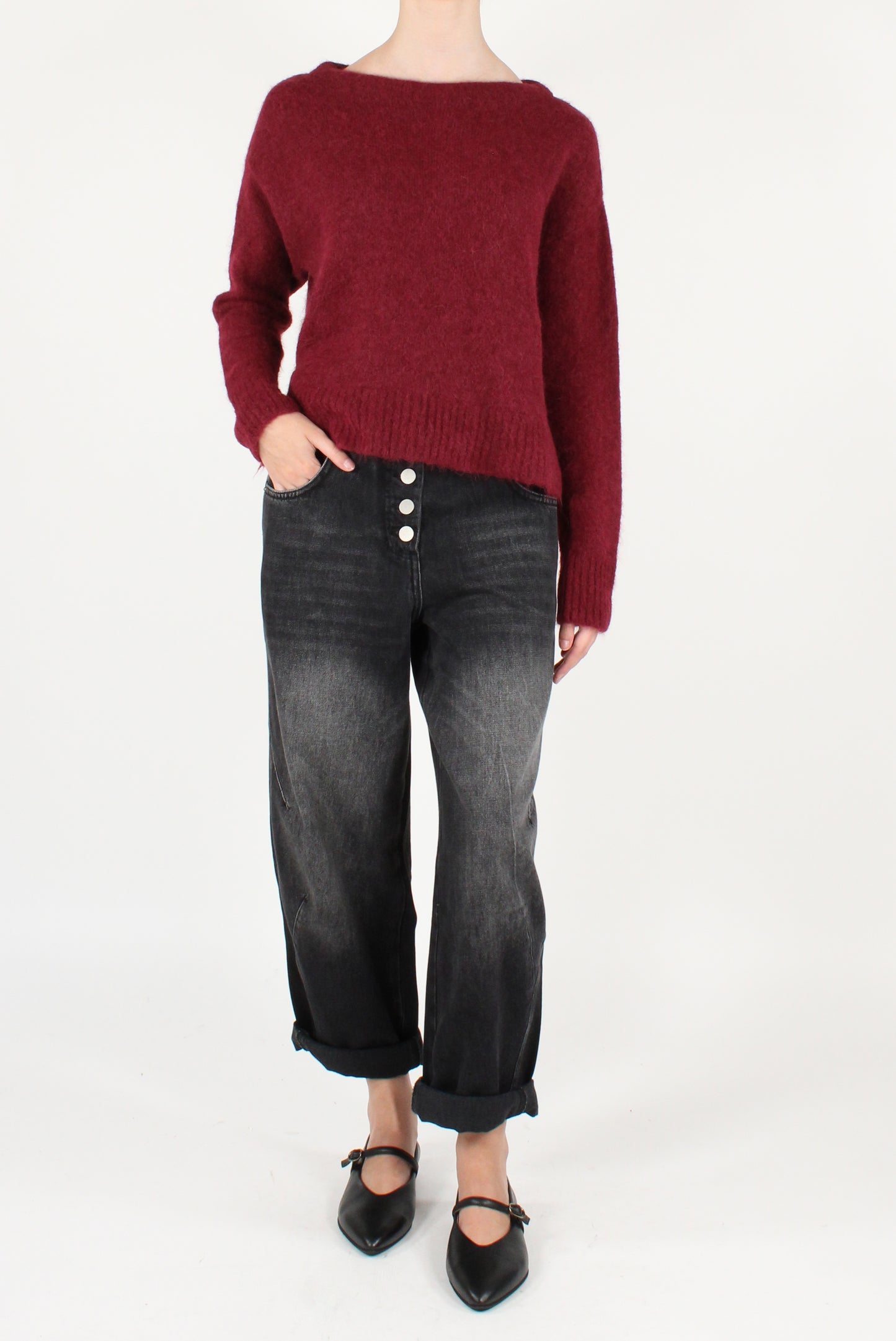 Maglione Scollo a Barca Misto Alpaca
