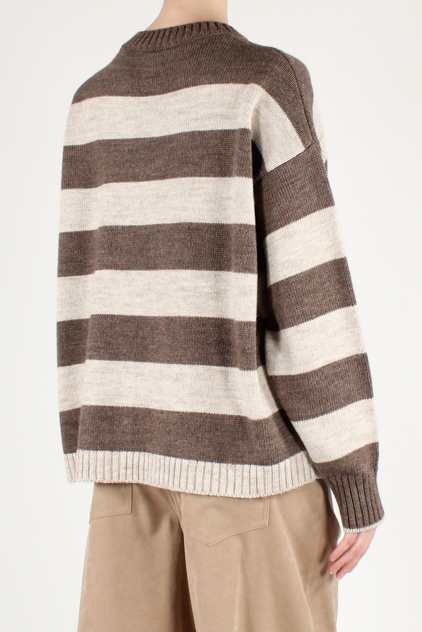 Maglione Over a Righe Scritta "St Moritz"