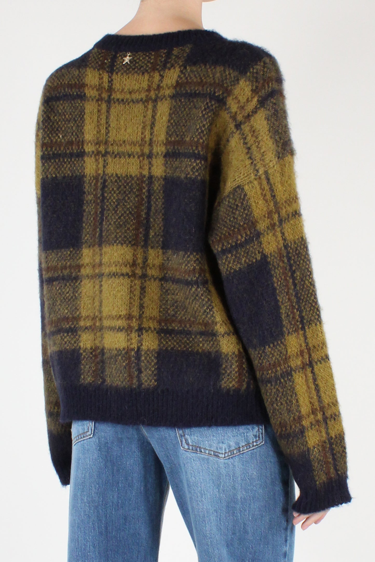 Maglione Stampa Tartan Misto Mohair